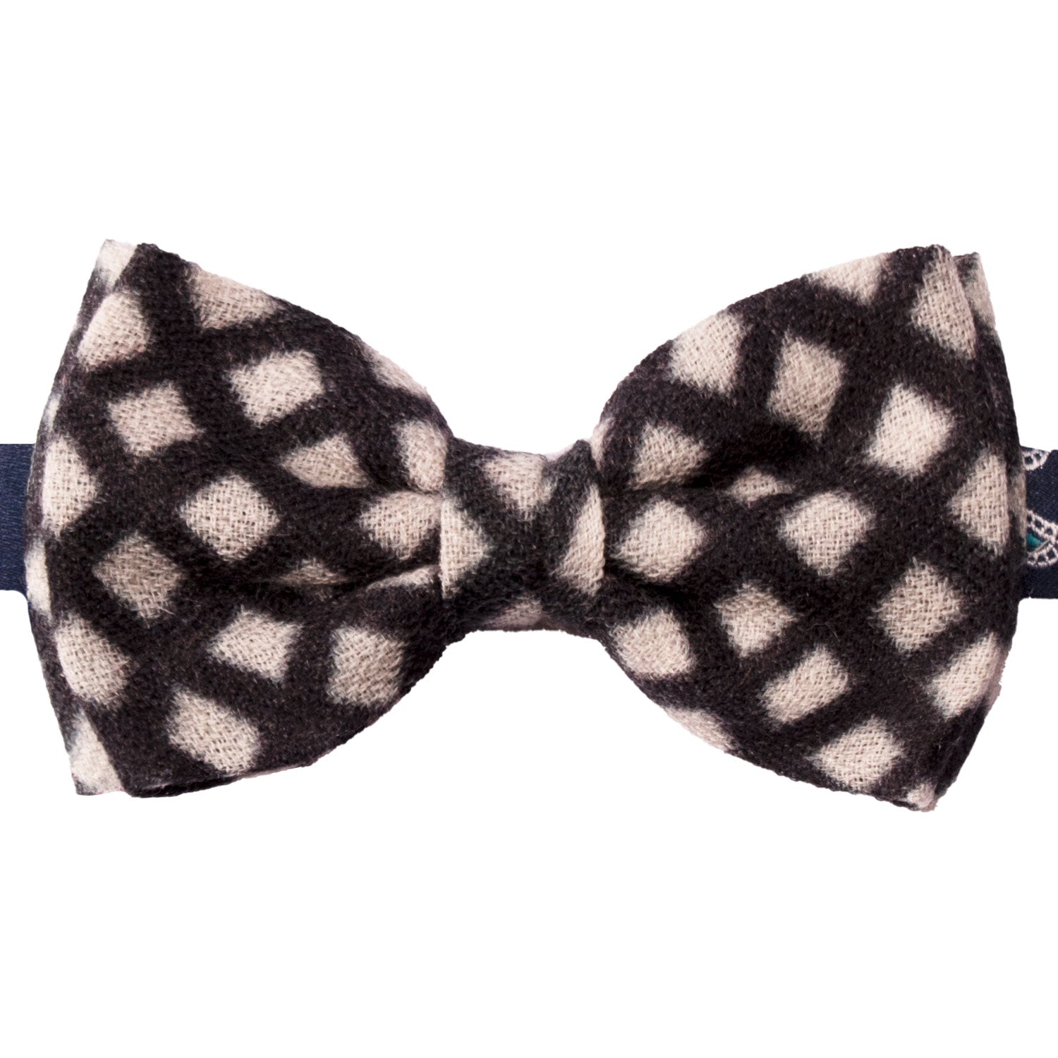 Papillon-Annodato-Vintage-di-Cashmere-a-Quadri-Grigio-Chiaro-Blu-Notte-PAP1243