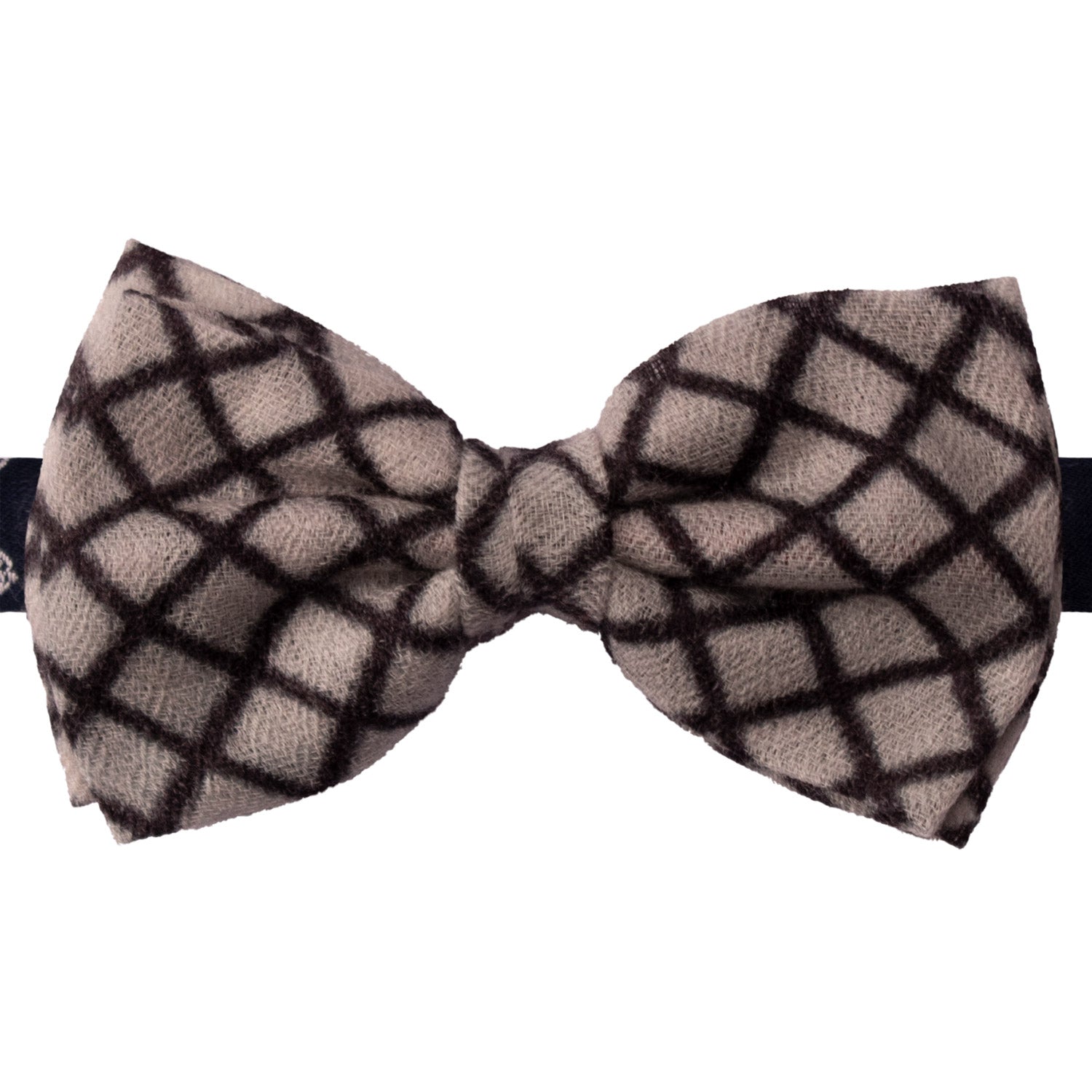 Papillon-Annodato-Vintage-di-Cashmere-a-Quadri-Grigio-Chiaro-Blu-PAP1217