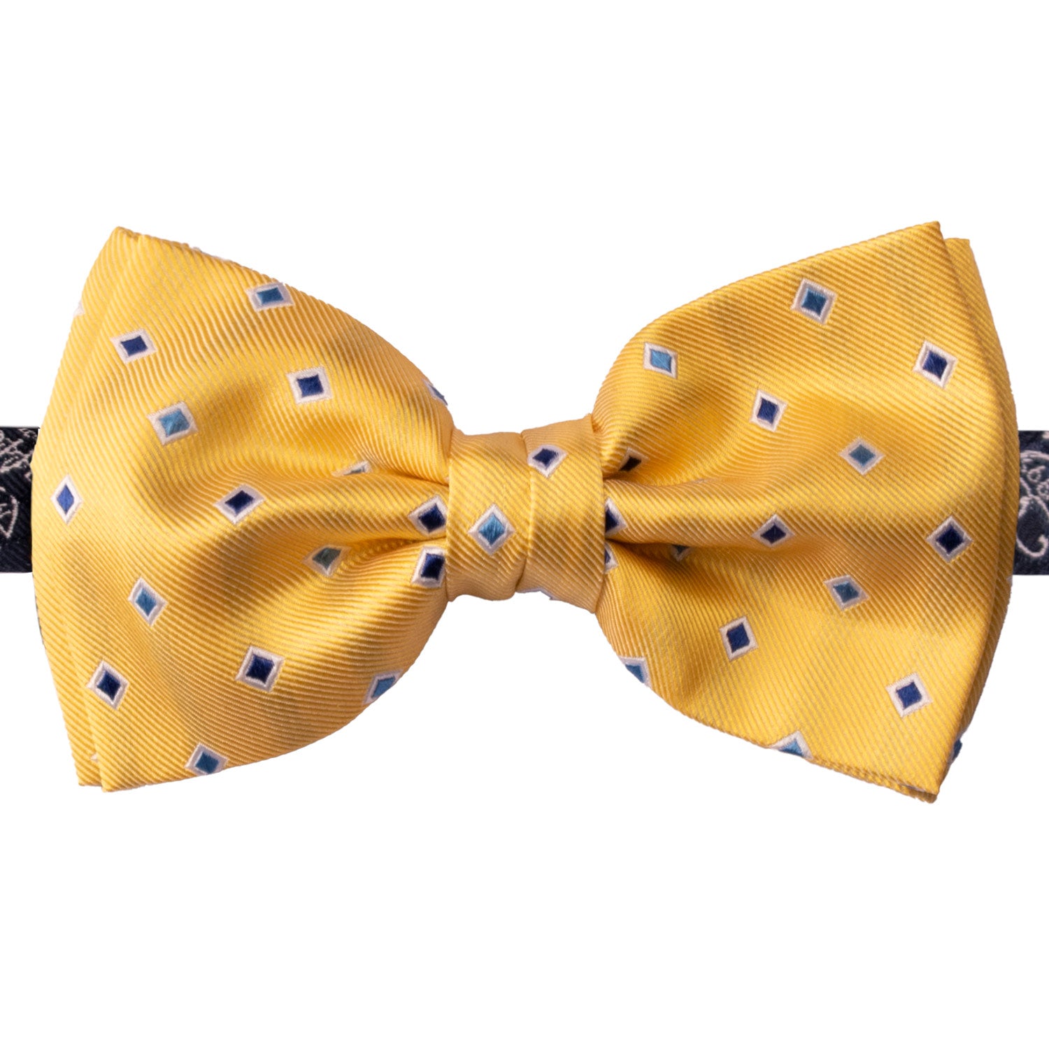 Papillon-Annodato-di-Seta-Giallo-Fantasia-Celeste-Bianco-Blu-PAP1175