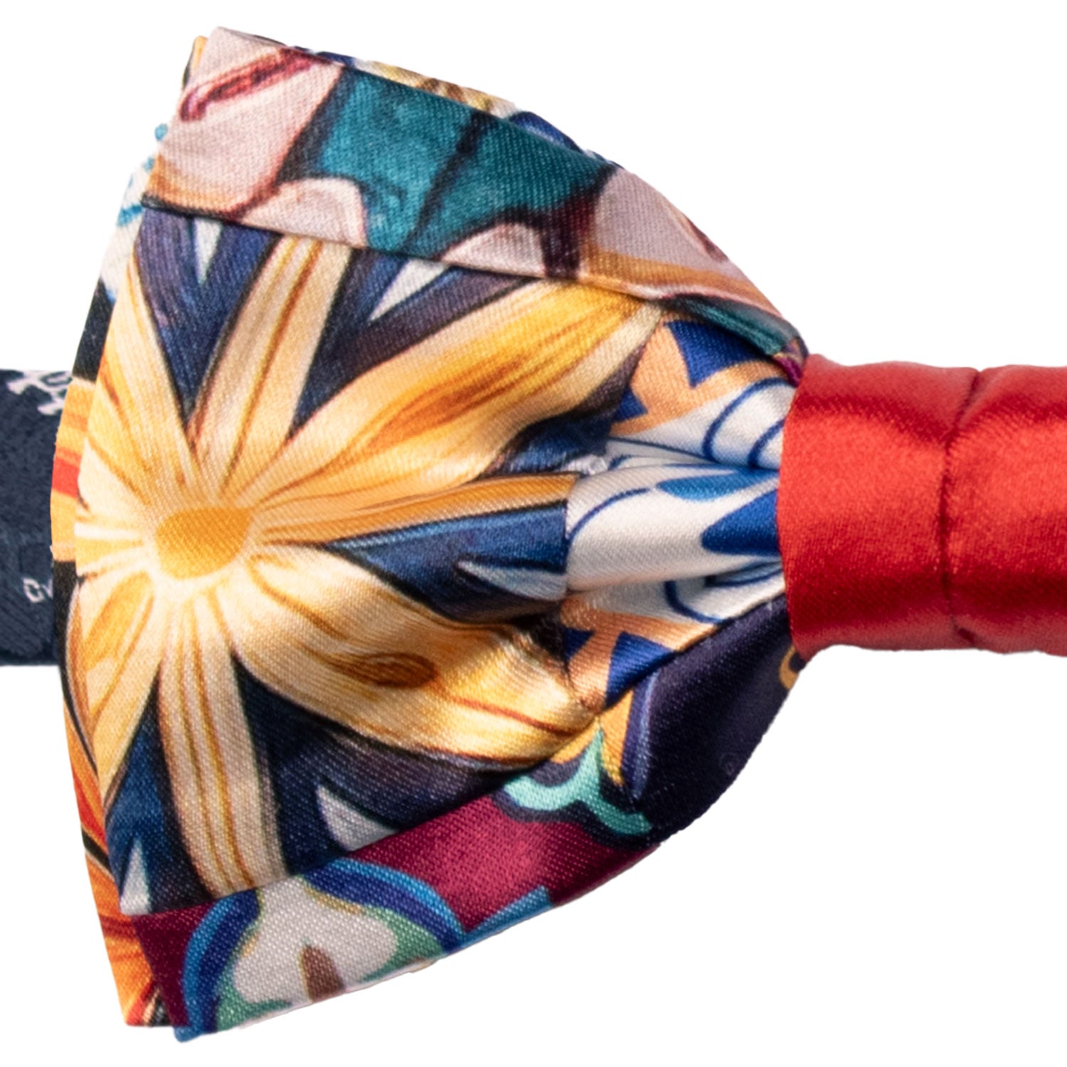Papillon Siciliano Annodato Vintage Patchwork di Raso con Maioliche Multicolor PATCH1206 Made in Italy Graffeo Cravatte Dettaglio