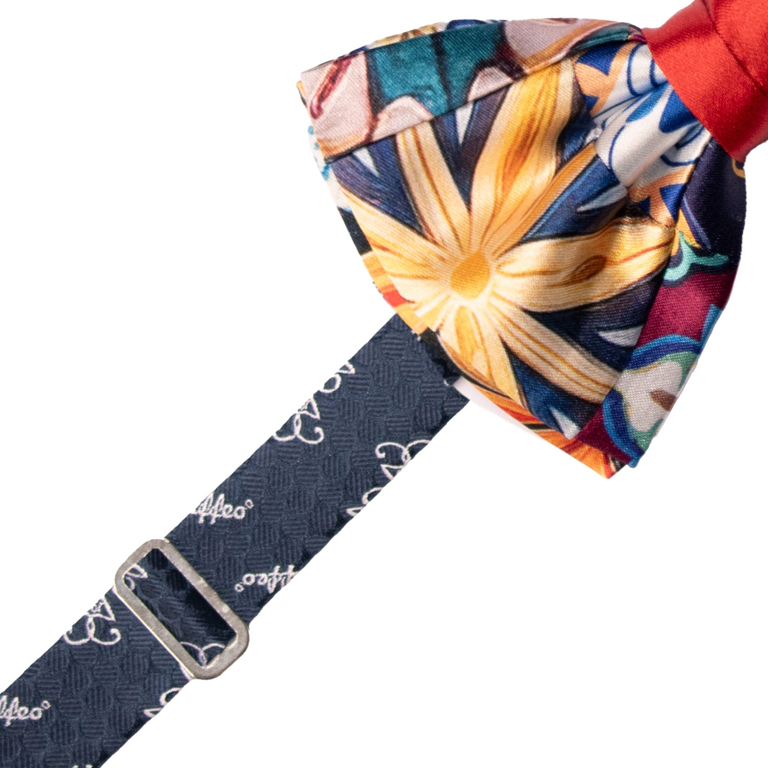 Papillon Siciliano Annodato Vintage Patchwork di Raso con Maioliche Multicolor PATCH1206 Made in Italy Graffeo Cravatte Pre-Tied