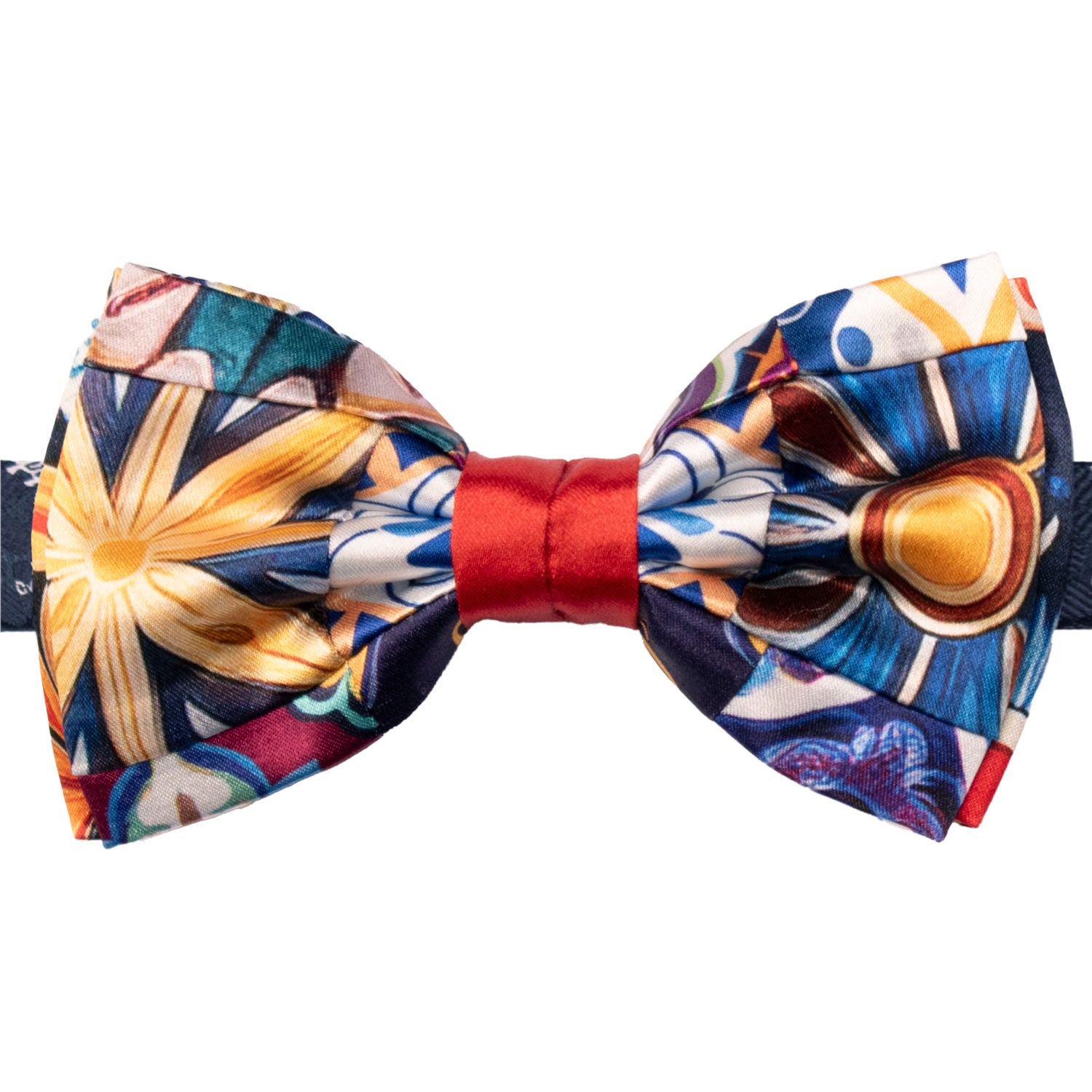 Papillon Siciliano Annodato Vintage Patchwork di Raso con Maioliche Multicolor PATCH1206 Made in Italy Graffeo Cravatte