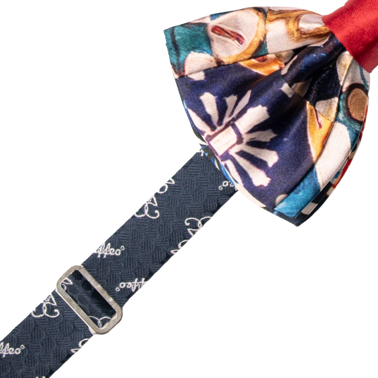 Papillon Siciliano Annodato Vintage Patchwork di Raso con Maioliche Multicolor PATCH1207 Made in Italy Graffeo Cravatte Pre-Tied