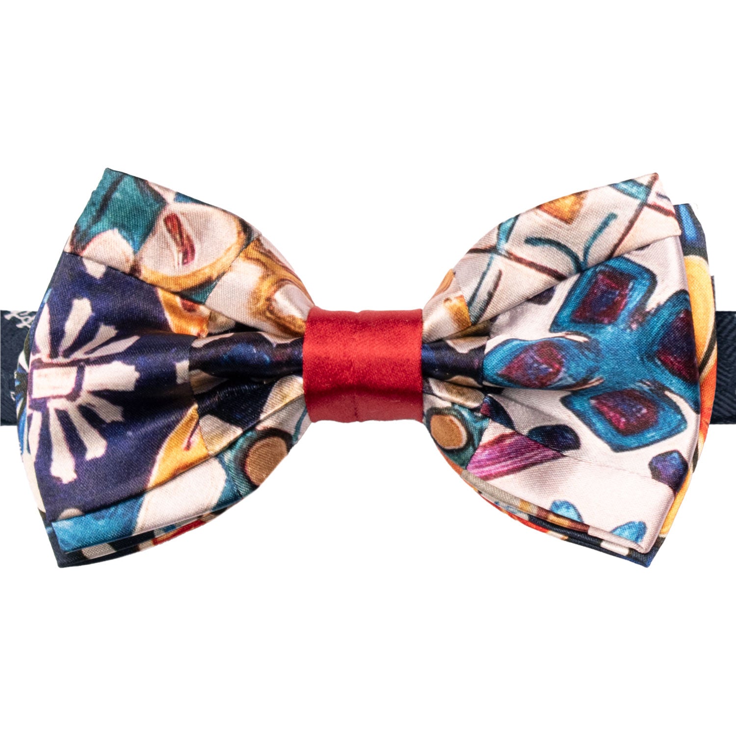 Papillon Siciliano Annodato Vintage Patchwork di Raso con Maioliche Multicolor PATCH1207 Made in Italy Graffeo Cravatte