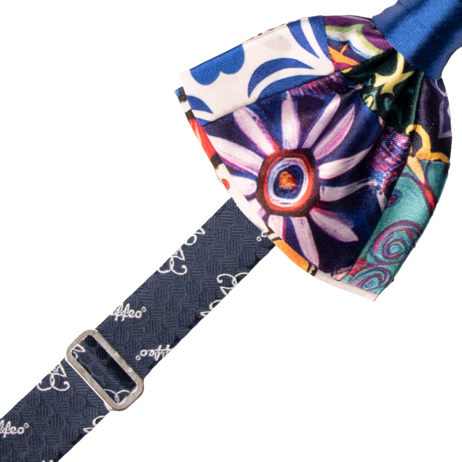 Papillon Siciliano Annodato Vintage Patchwork di Raso con Maioliche Multicolor PATCH1211 Made in Italy Graffeo Cravatte Pre-Tied