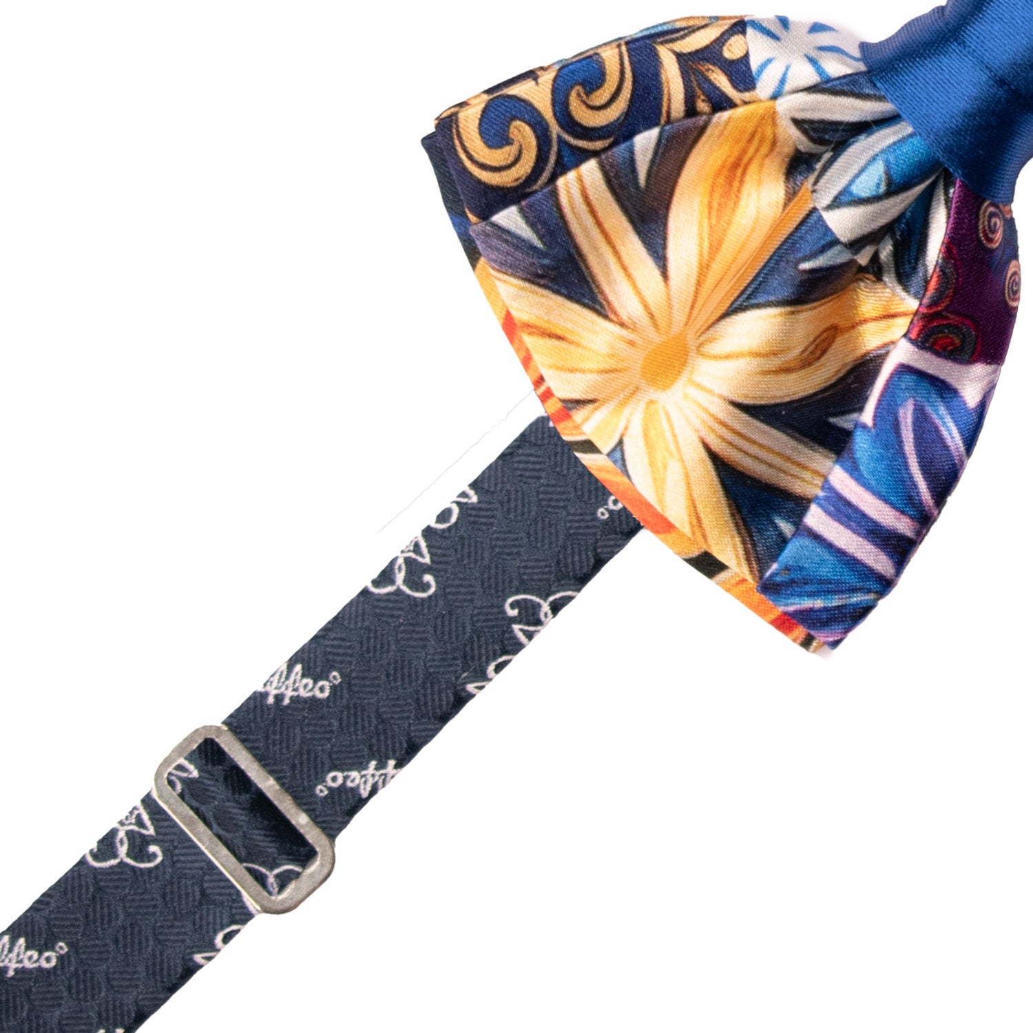 Papillon Siciliano Annodato Vintage Patchwork di Raso con Maioliche Multicolor PATCH1212 Made in Italy Graffeo Cravatte Pre-Tied