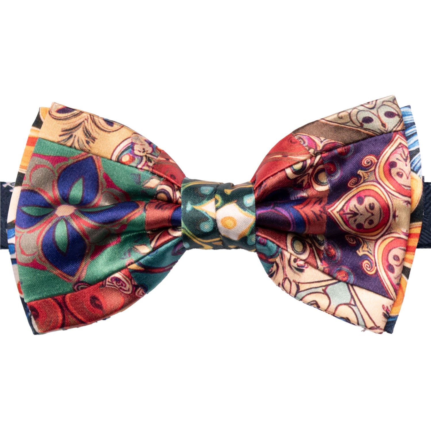 Papillon Siciliano Annodato Vintage Patchwork di Raso con Maioliche Multicolor PATCH1214 Made in Italy Graffeo Cravatte