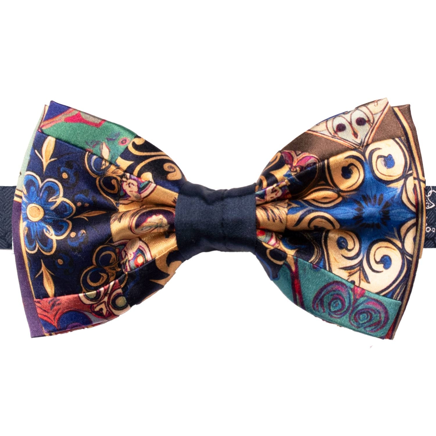 Papillon Siciliano Annodato Vintage Patchwork di Raso con Maioliche Multicolor PATCH1225 Made in Italy Graffeo Cravatte