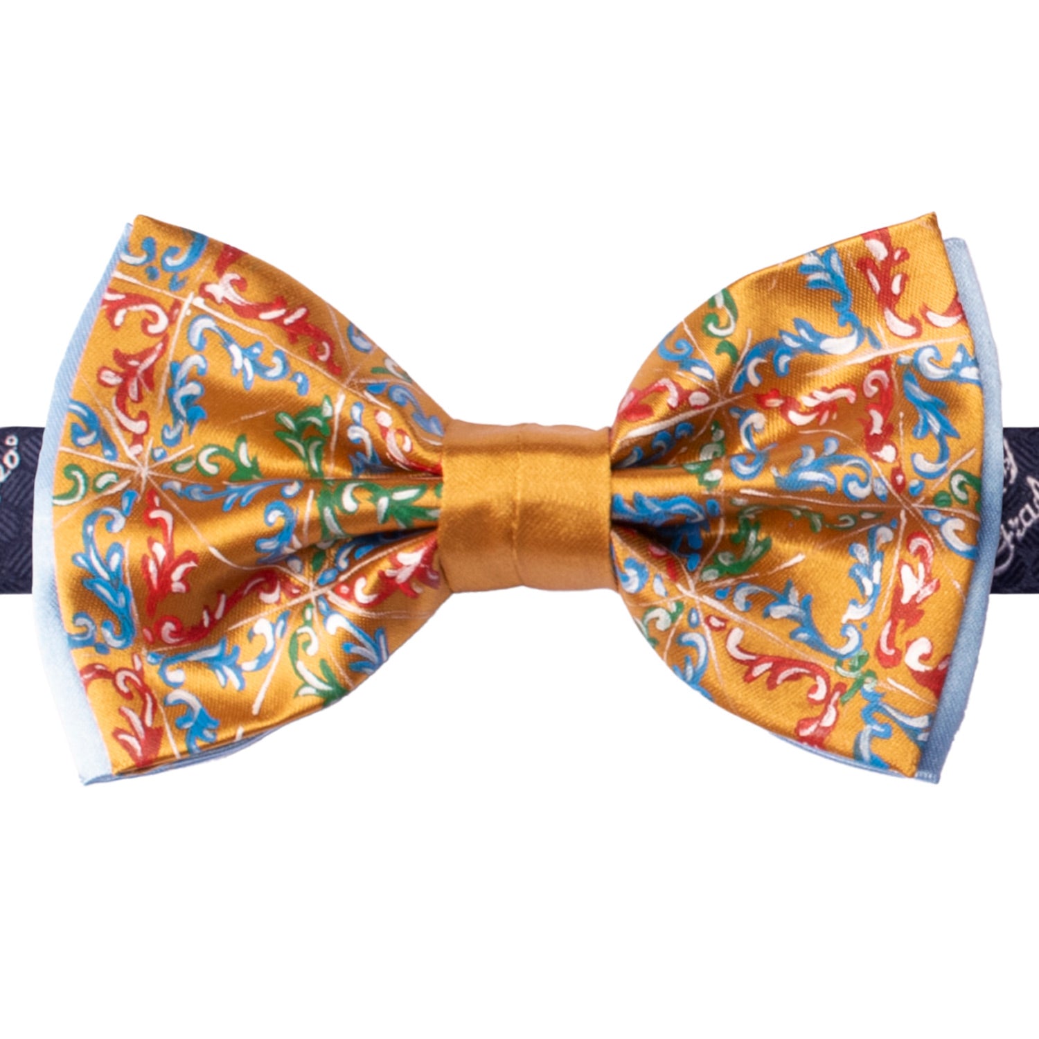 Gold & Brown Paisley Polyester Pre-Tied Bow Tie | In stock! | Tailor Toki