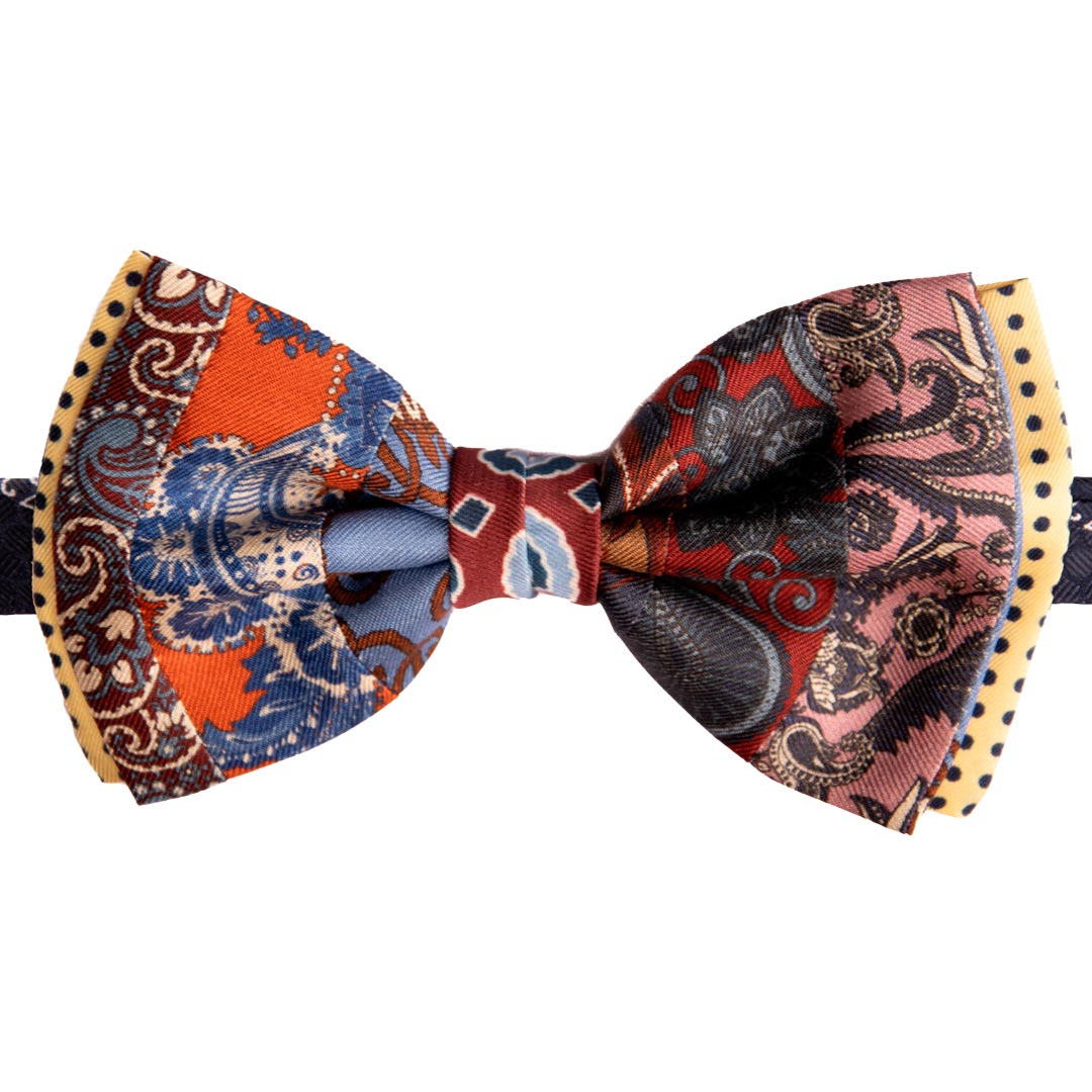 Papillon Uomo Patchwork Stampa di Seta Fantasia Multicolor Made in Italy Graffeo Cravatte