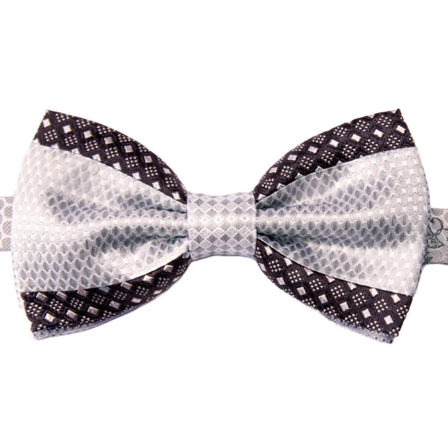 Papillon Uomo Patchwork da Cerimonia di Seta Grigio Argento Blu Made in Italy Graffeo Cravatte