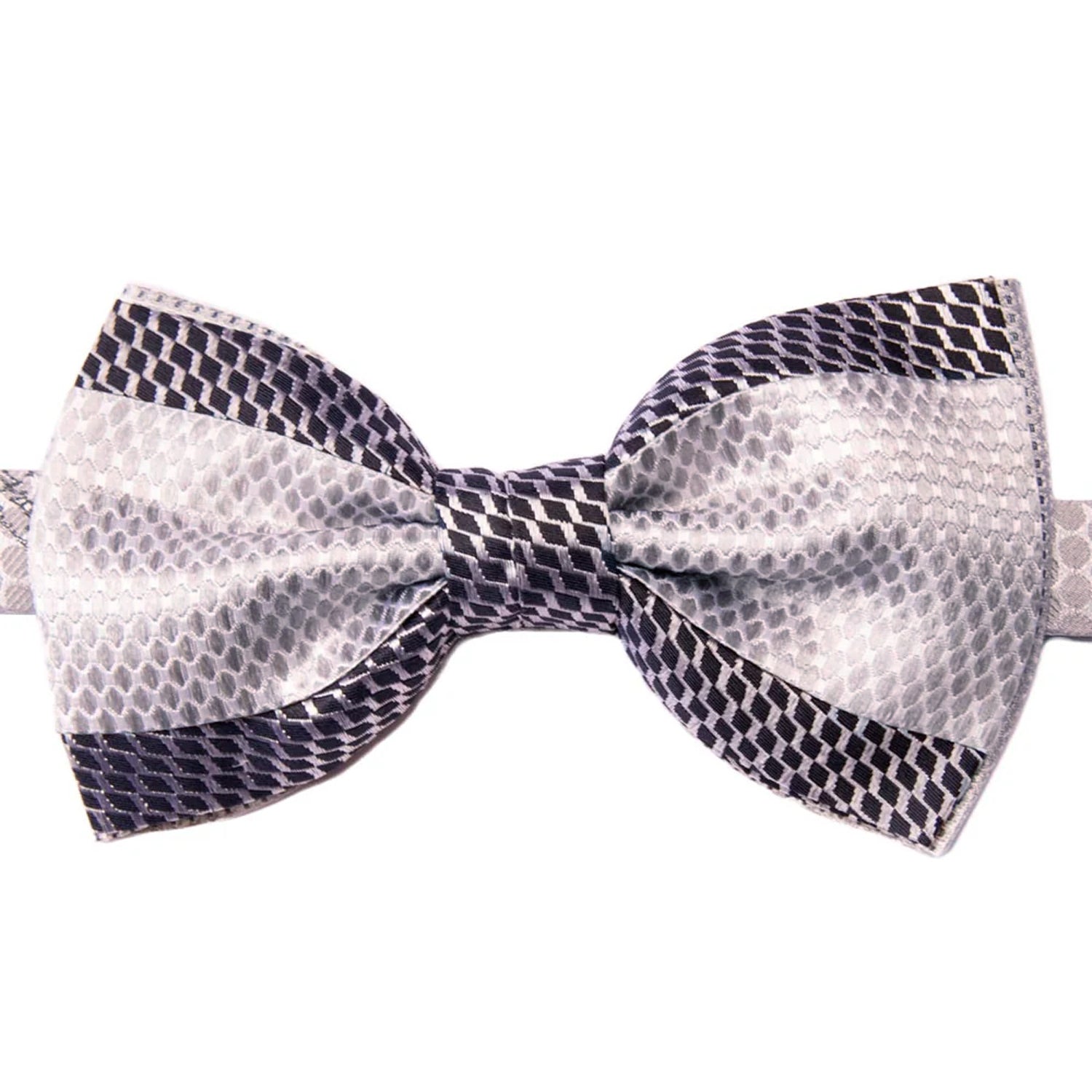 Papillon Uomo Patchwork da Cerimonia di Seta Grigio Argento Blu Made in Italy Graffeo Cravatte