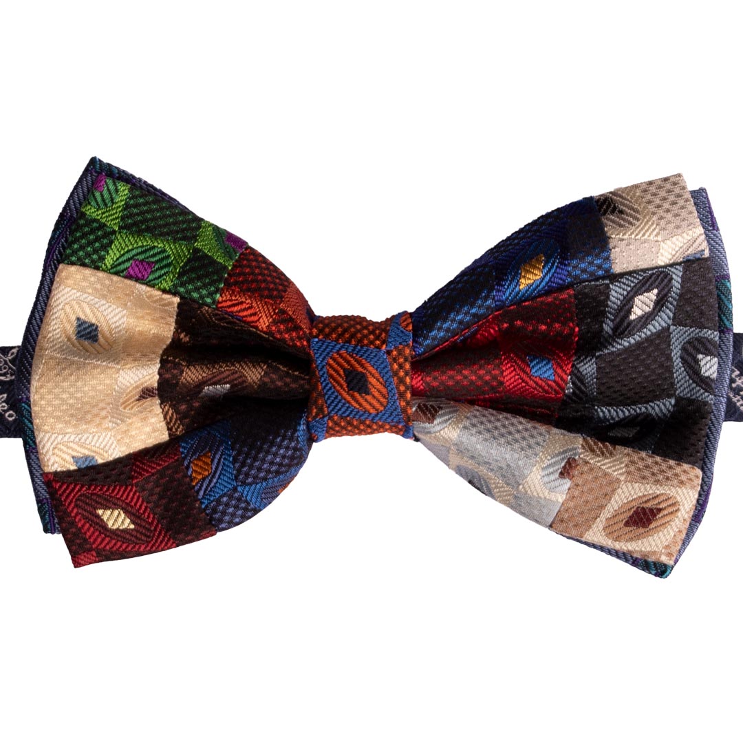 Papillon Uomo Patchwork di Seta Fantasia Multicolor Made in Italy Graffeo Cravatte