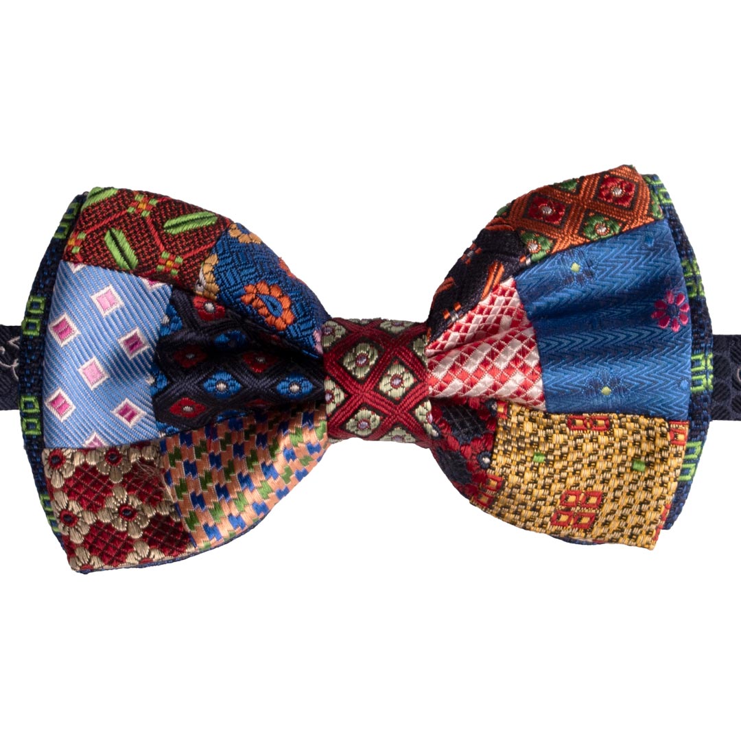Papillon Uomo Patchwork di Seta Fantasia Multicolor Made in Italy Graffeo Cravatte