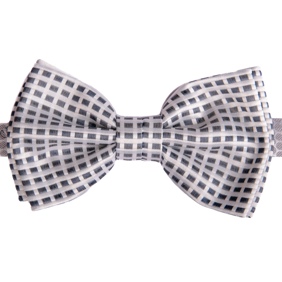 Papillon Uomo da Cerimonia di Seta Bianco Perla Fantasia Blu Made in Italy Graffeo Cravatte