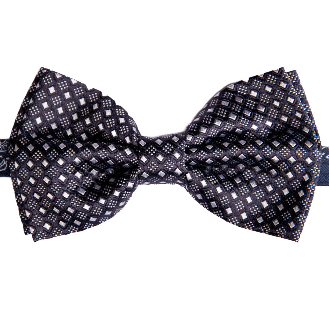 Papillon Uomo da Cerimonia di Seta Blu Fantasia Grigia Argento Made in Italy Graffeo Cravatte