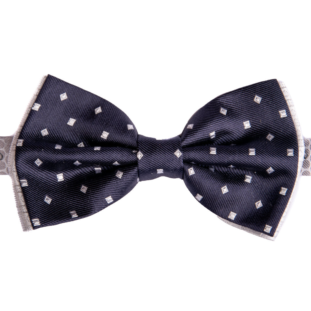 Papillon Uomo da Cerimonia di Seta Blu Fantasia Grigio Argento Made in Italy Graffeo Cravatte