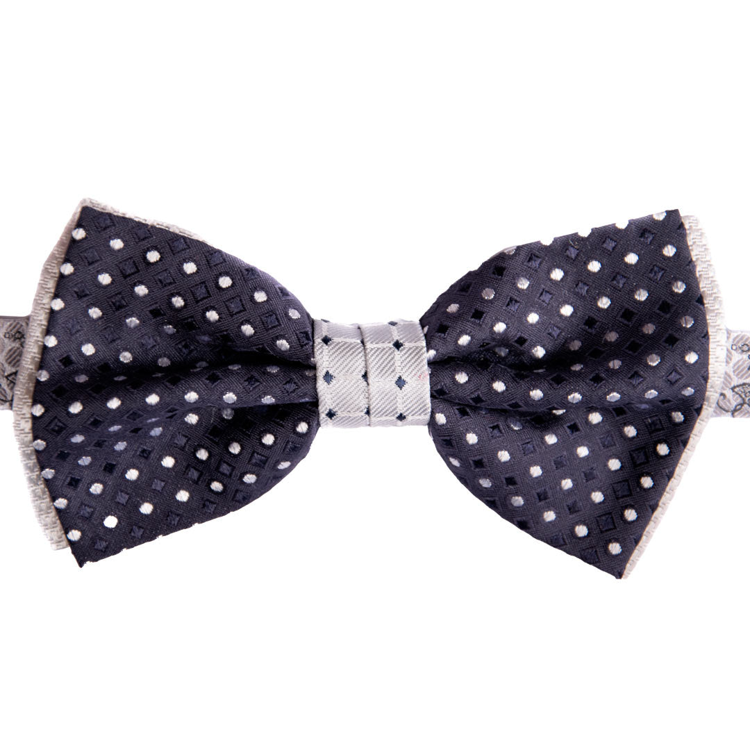 Papillon Uomo da Cerimonia di Seta Blu Fantasia Grigio Argento Made in Italy Graffeo Cravatte