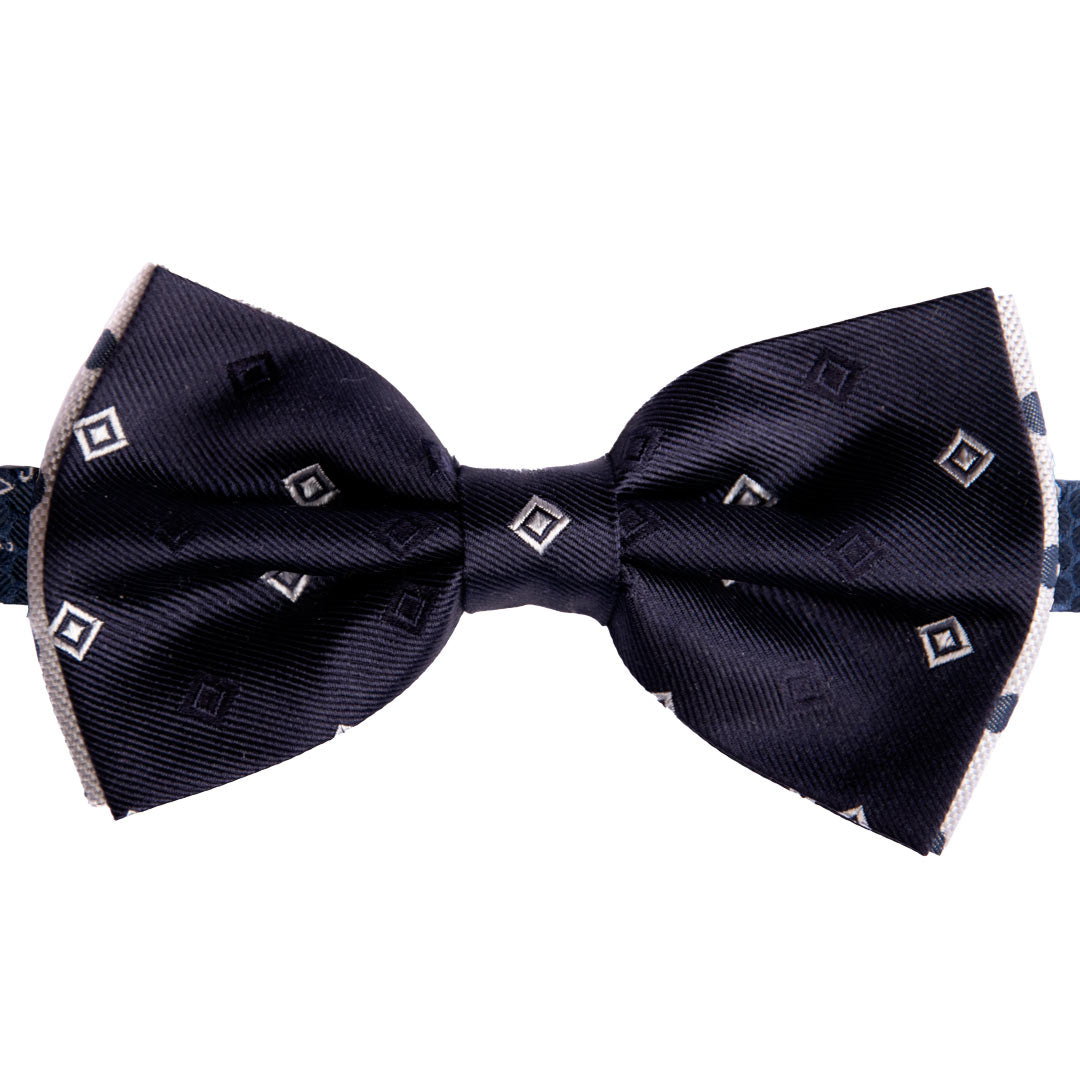 Papillon Uomo da Cerimonia di Seta Blu Fantasia Grigio Argento Made in Italy Graffeo Cravatte