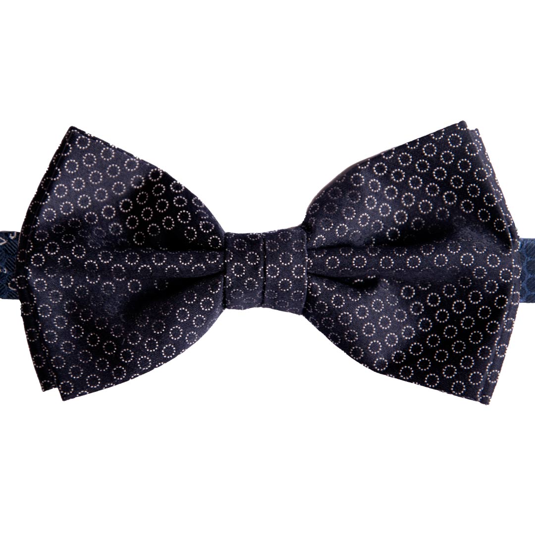 Papillon Uomo da Cerimonia di Seta Blu Fantasia Grigio Argento Made in Italy Graffeo Cravatte