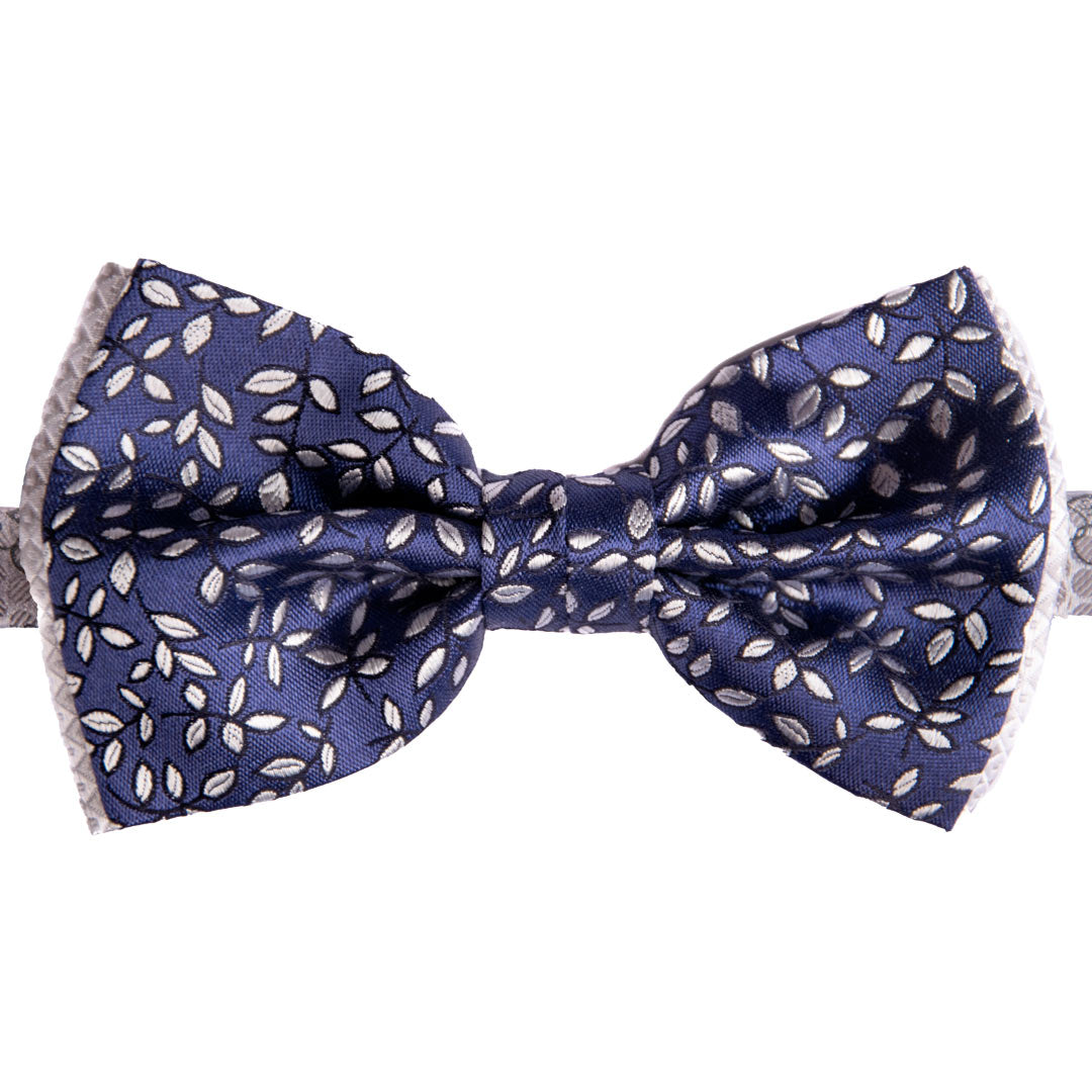 Papillon Uomo da Cerimonia di Seta Bluette a Fiori Grigio Argento Made in Italy Graffeo Cravatte