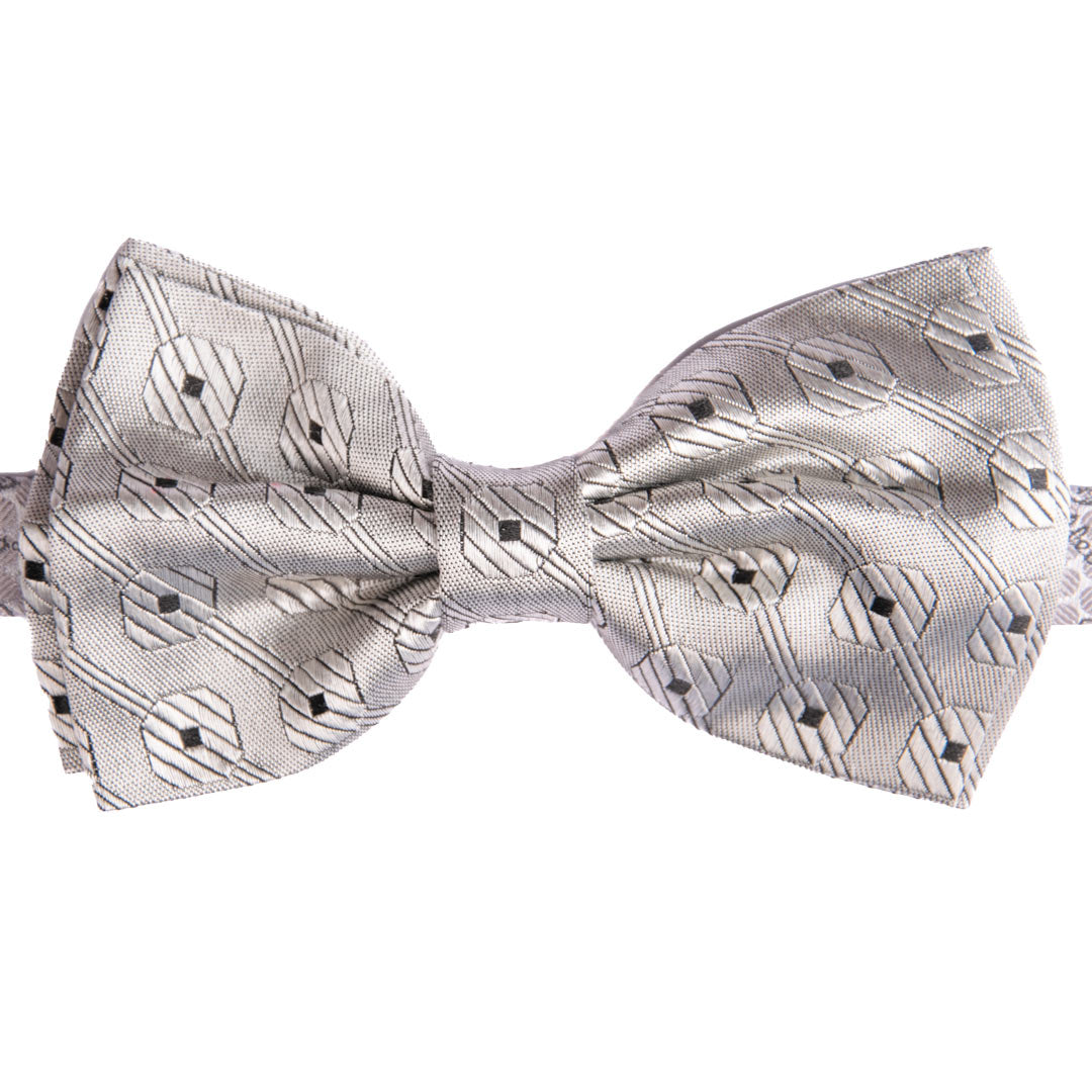 Papillon Uomo da Cerimonia di Seta Grigio Argento Fantasia Nera Made in Italy Graffeo Cravatte