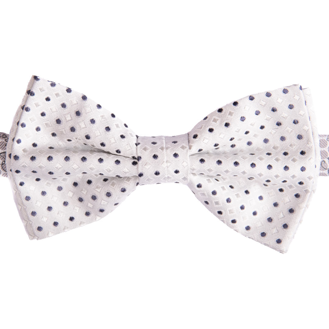 Papillon Uomo da Cerimonia di Seta Grigio Argento a Pois Blu Made in Italy Graffeo Cravatte