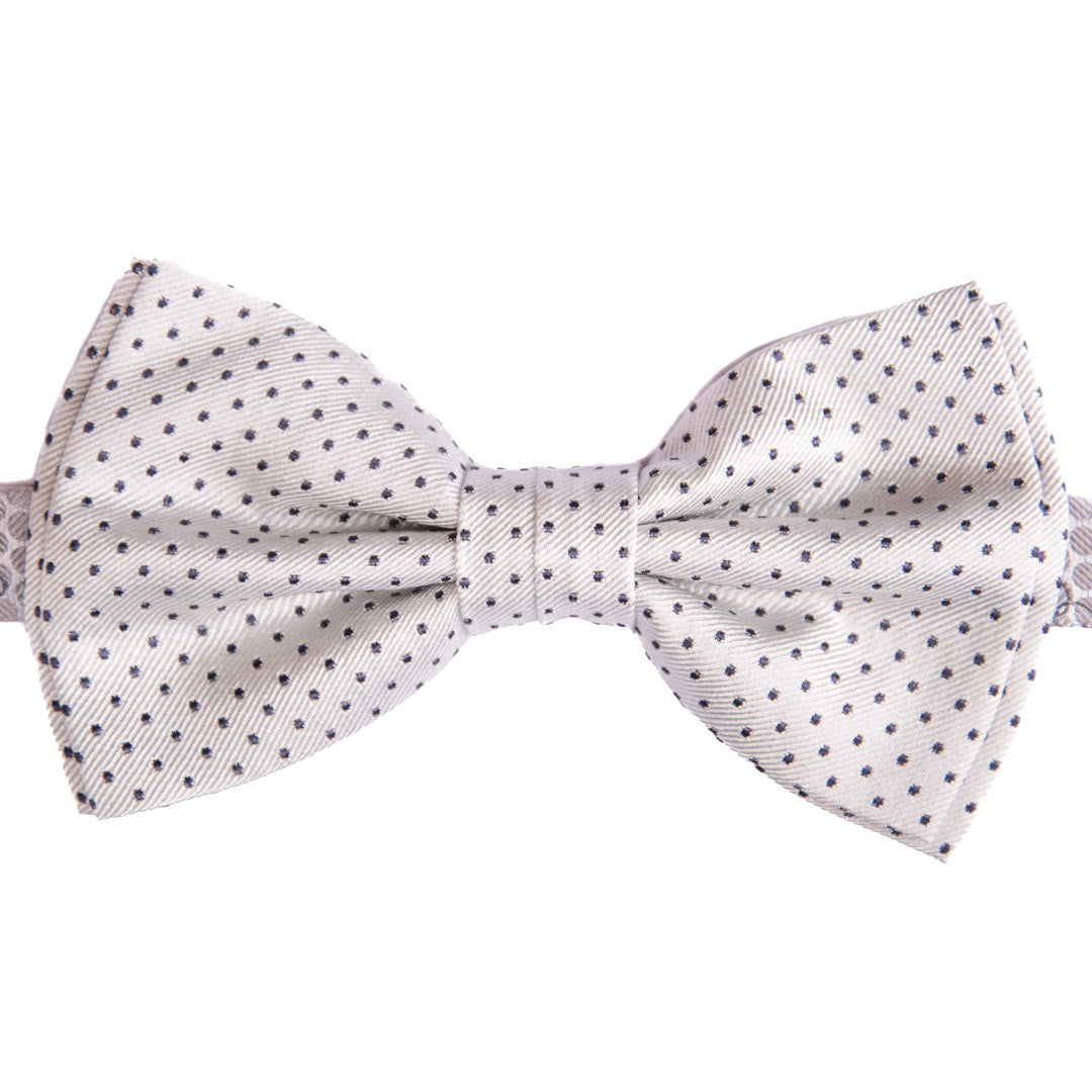 Papillon Uomo da Cerimonia di Seta Grigio a Pois Blu Made in Italy Graffeo Cravatte