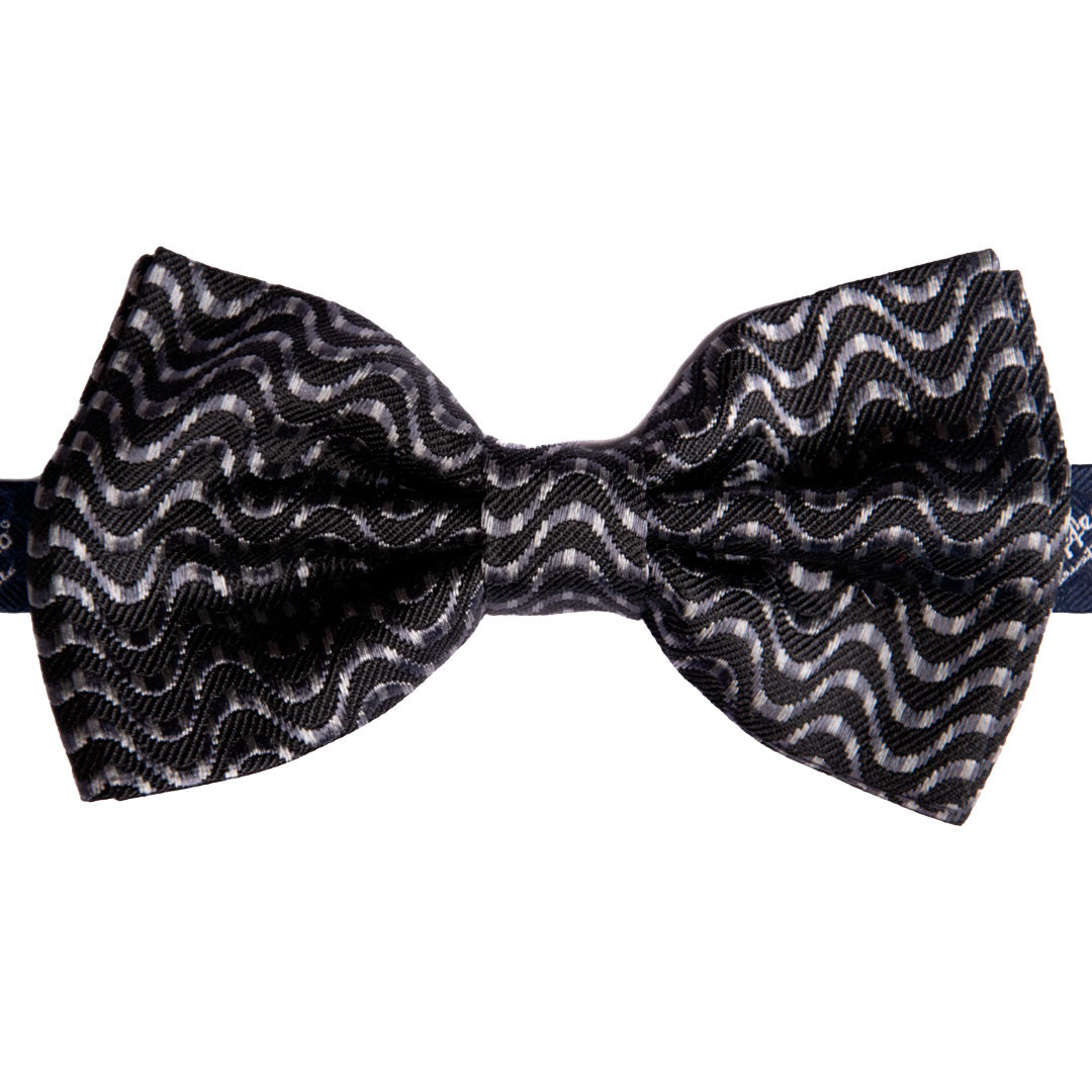 Papillon Uomo da Cerimonia di Seta Nero Fantasia Grigia Made in Italy Graffeo Cravatte