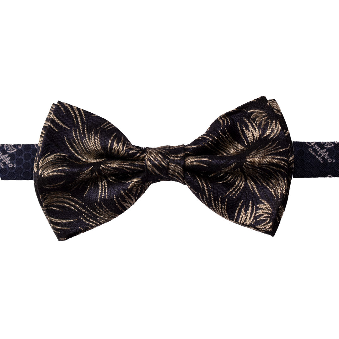 Papillon Uomo di Seta Blu Fantasia Platino Made in Italy Graffeo Cravatte