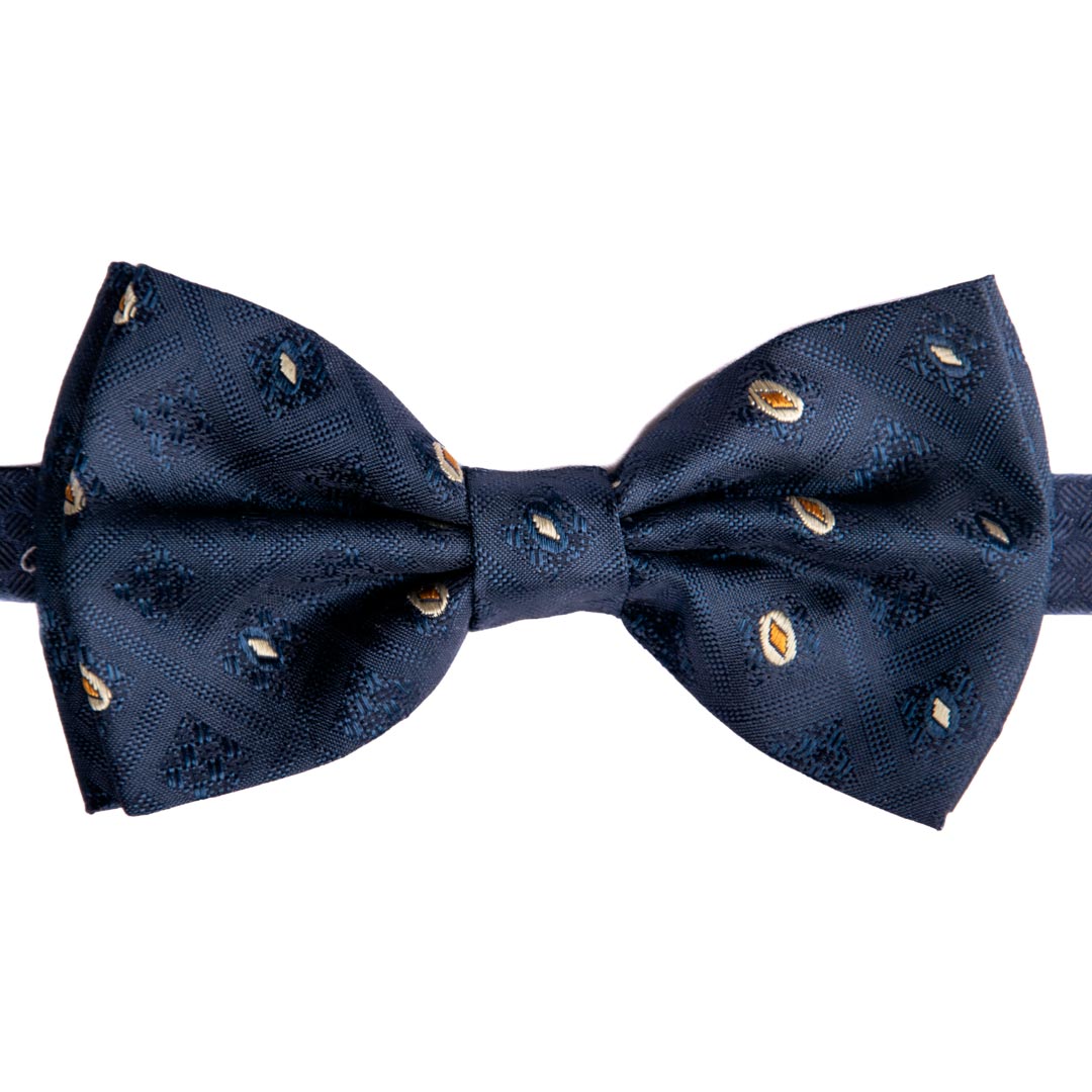 Papillon Uomo di Seta Blu Fantasia Ruggine Giallo Oro Made in Italy Graffeo Cravatte