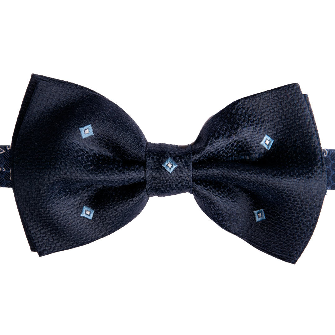 Papillon Uomo di Seta Blu Scuro Fantasia Celeste Made in italy Graffeo Cravatte