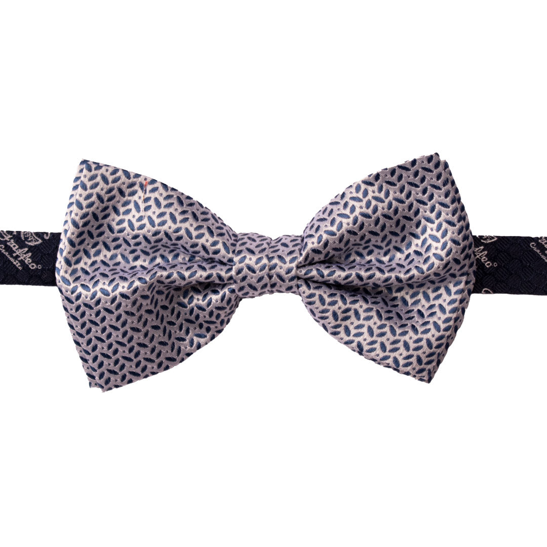 Papillon Uomo di Seta Color Ghiaccio Fantasia Blu Avio Made in Italy Graffeo Cravatte