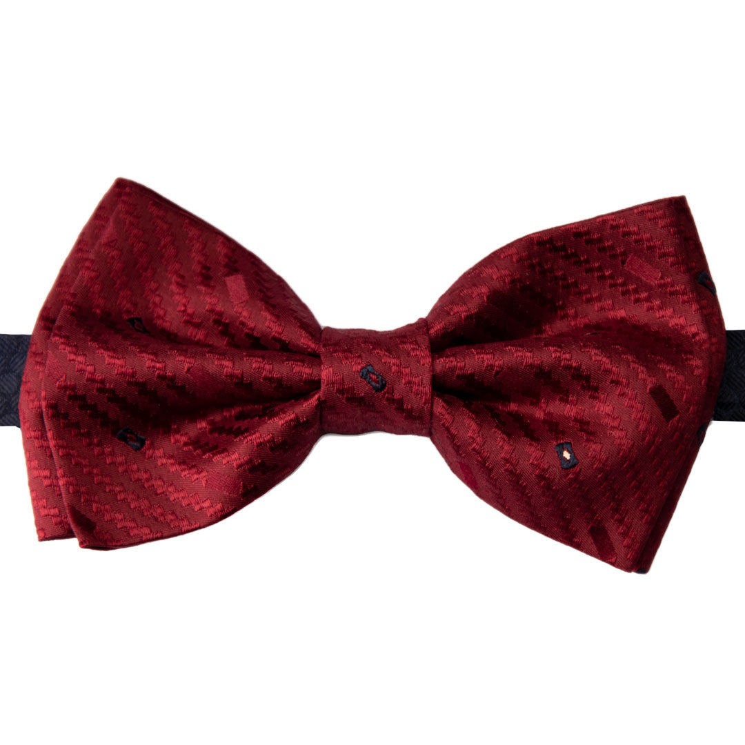 Papillon Uomo di Seta Rosso Bordeaux Fantasia Blu Bianca Made in Italy Graffeo Cravatte
