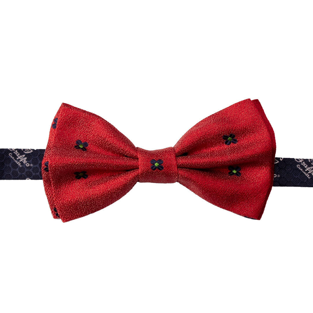 Papillon Uomo di Seta Rosso Corallo Fantasia Blu Verde Made in Italy Graffeo Cravatte