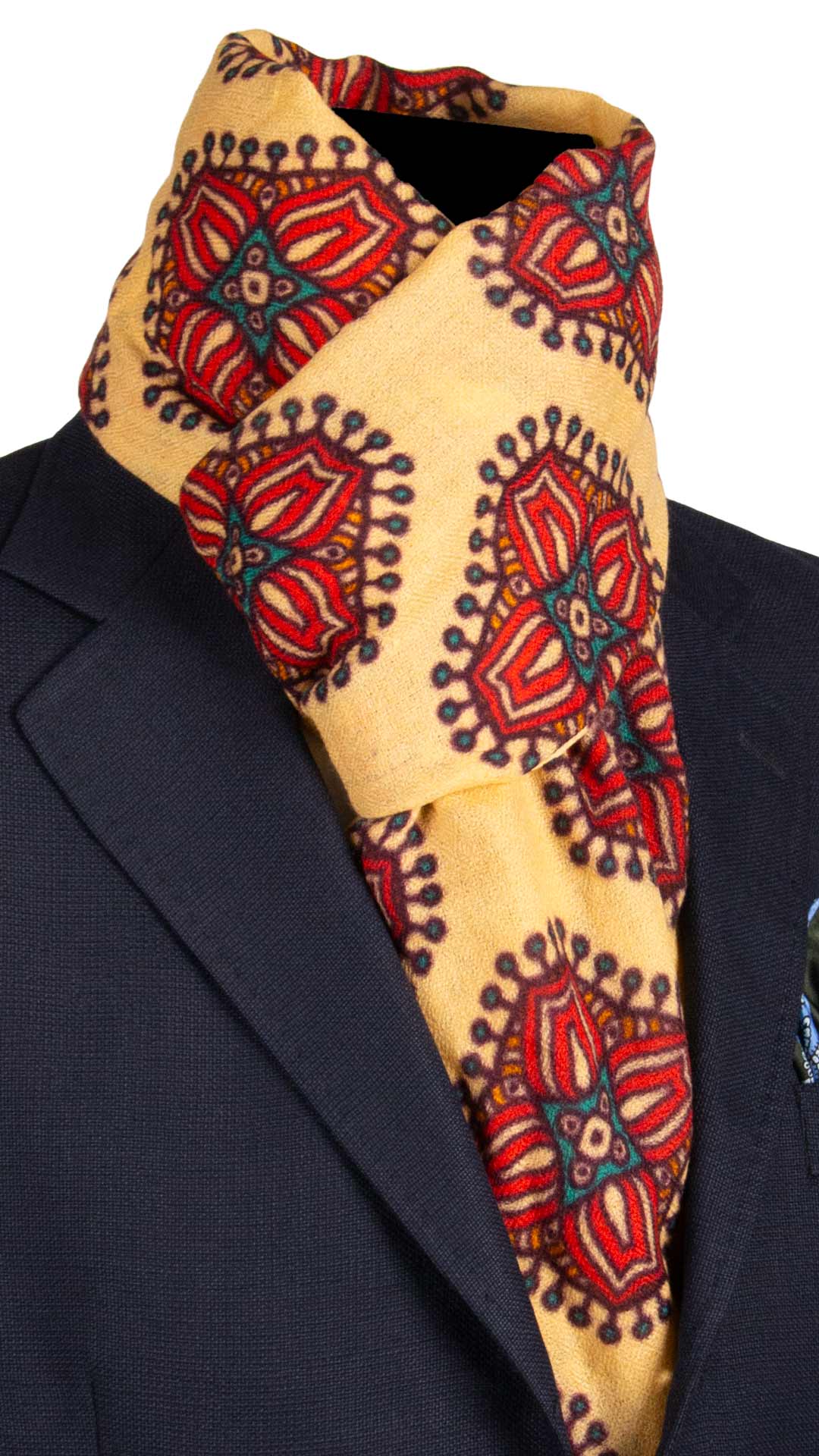 Sciarpa Pashmina di Cashmere Arancione Chiaro Vintage Fantasia Multicolor SC40 Graffeo Cravatte Made in Italy