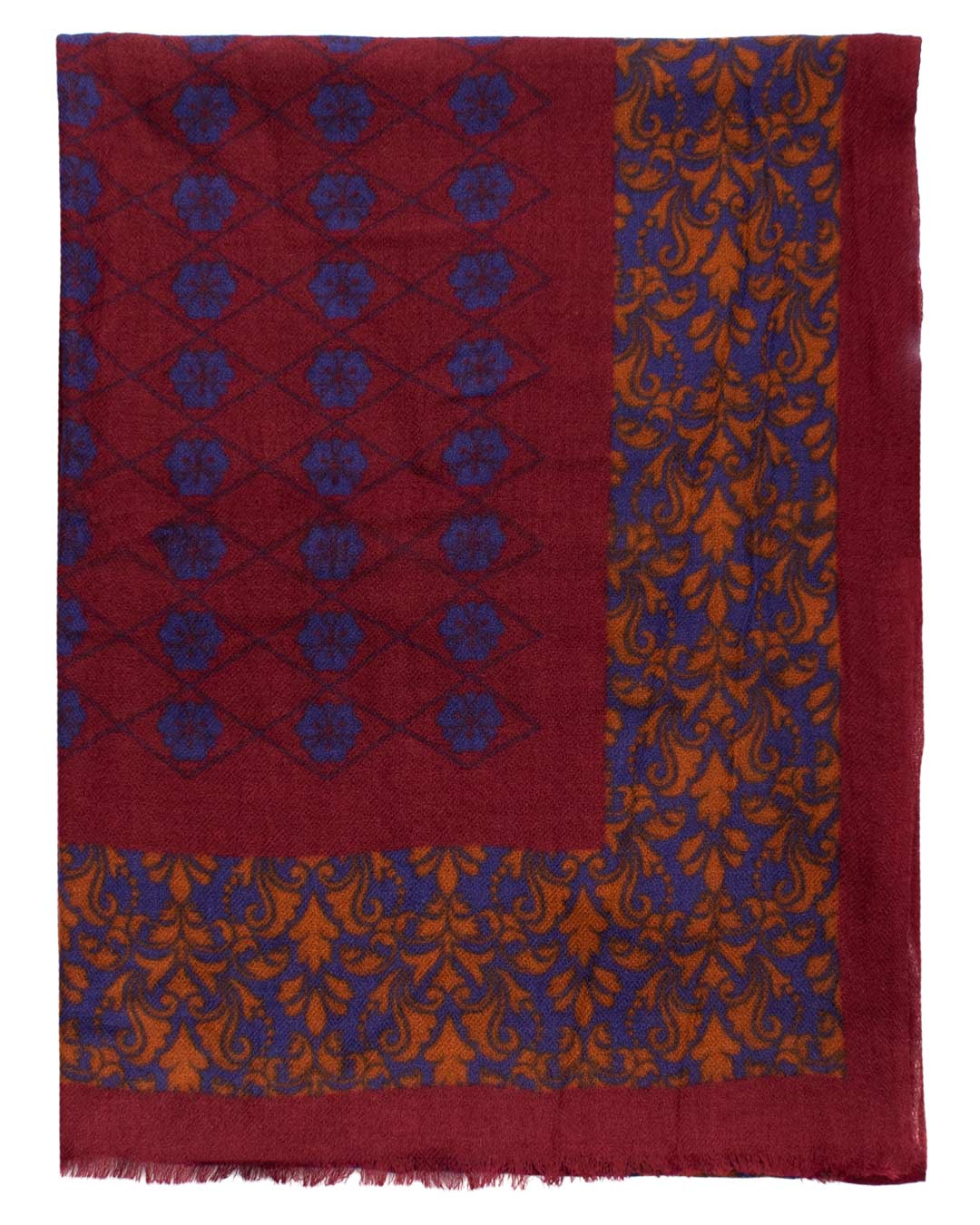 Sciarpa Pashmina di Cashmere Bordeaux Vintage Fantasia Viola Marrone Chiaro SC39 Graffeo Cravatte Made in Italy Intera