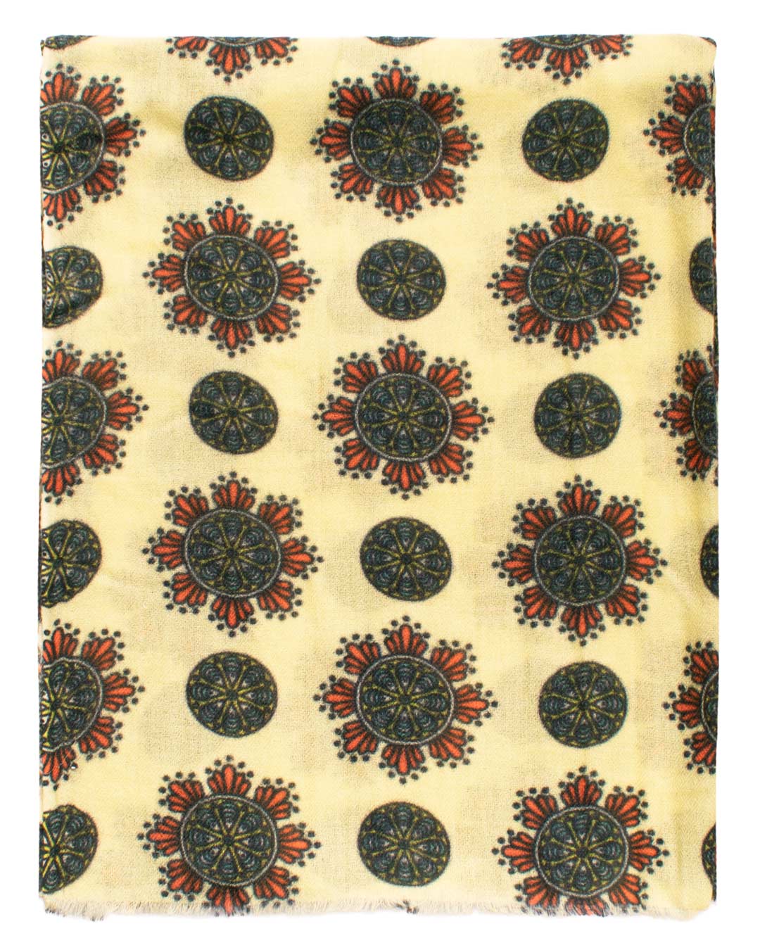 Sciarpa Pashmina di Cashmere Giallo Chiaro Vintage Fantasia Multicolor SC34 Made in Italy Graffeo Cravatte Intera