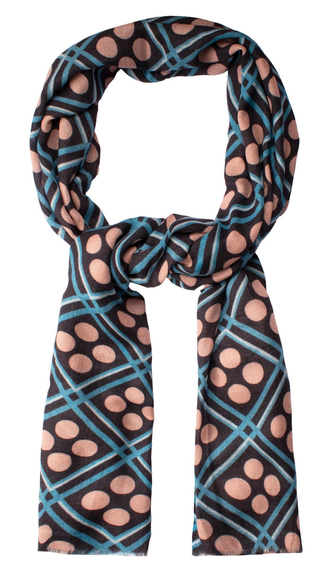 Sciarpa Pashmina di Cashmere Grigio Scuro Vintage Fantasia Rosa Antico Azzurra Celeste SC64 Graffeo Cravatte Made in Italy Anello