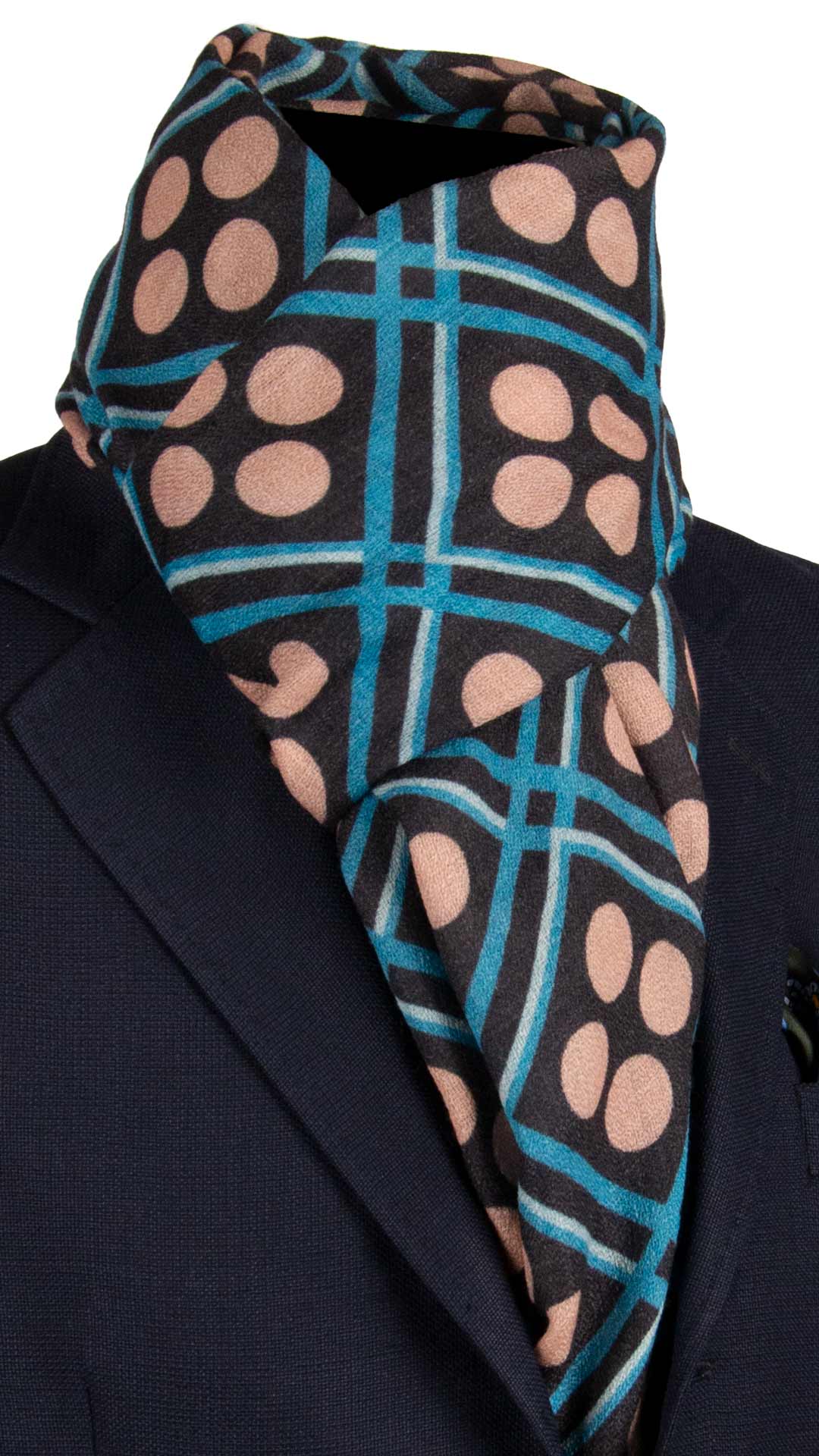 Sciarpa Pashmina di Cashmere Grigio Scuro Vintage Fantasia Rosa Antico Azzurra Celeste SC64 Graffeo Cravatte Made in Italy