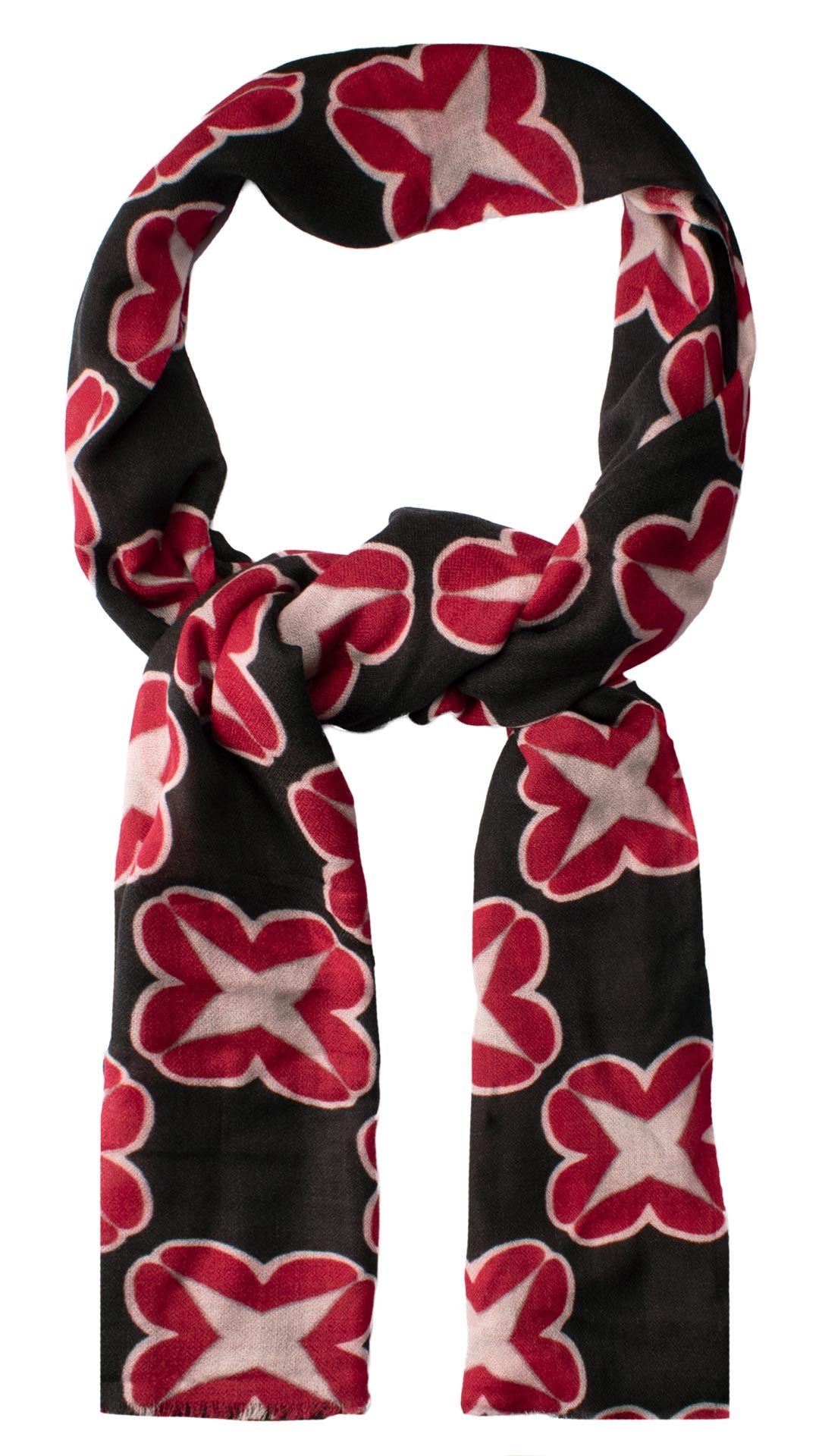 Sciarpa Pashmina di Cashmere Grigio Scuro Vintage a Fiori Rossi Rosa SC58 Graffeo Cravatte Made in Italy Anello