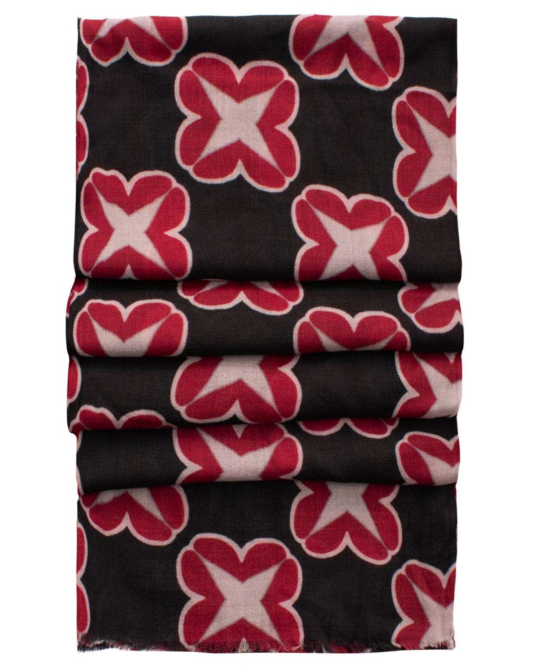 Sciarpa Pashmina di Cashmere Grigio Scuro Vintage a Fiori Rossi Rosa SC58 Graffeo Cravatte Made in Italy Dettaglio