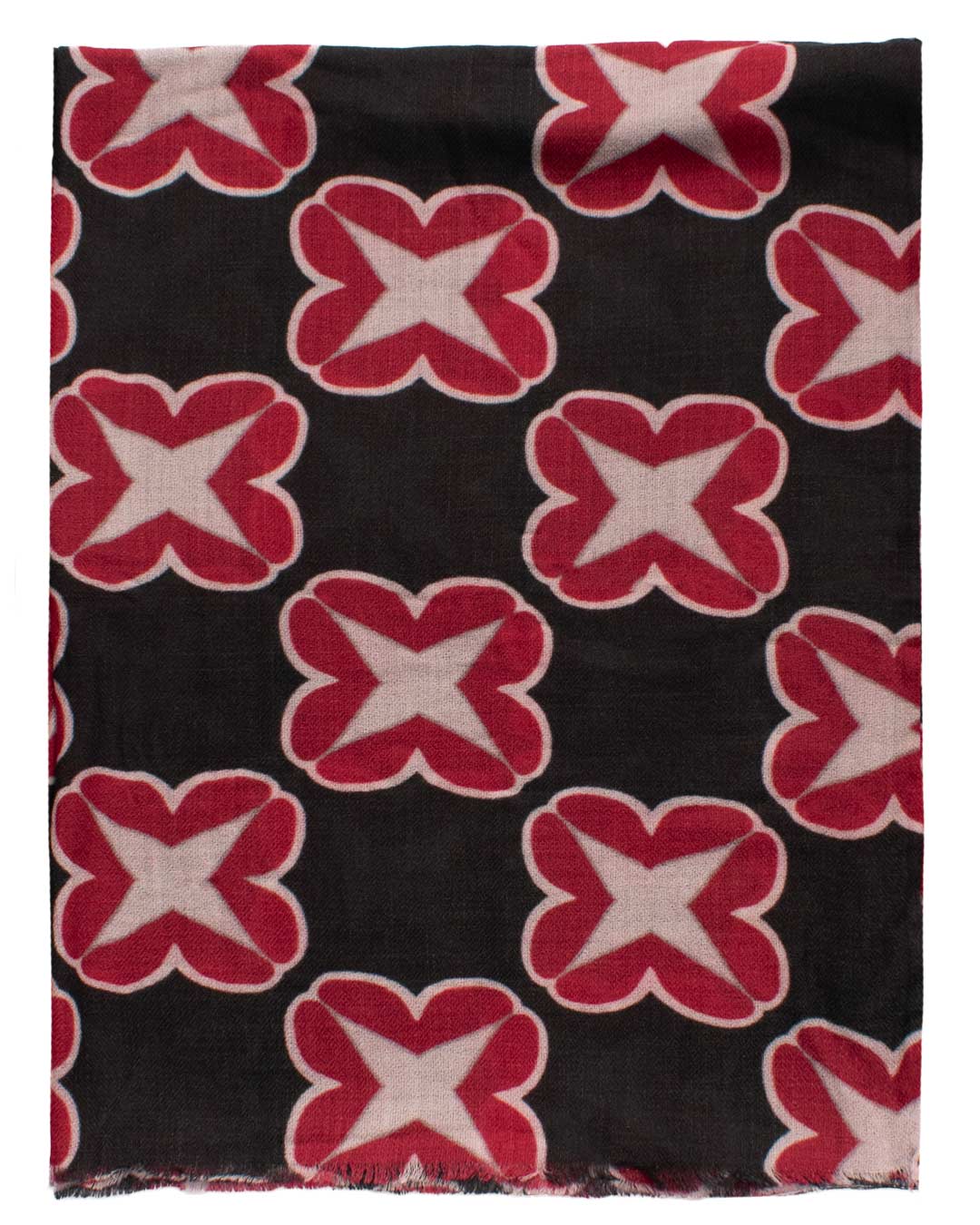 Sciarpa Pashmina di Cashmere Grigio Scuro Vintage a Fiori Rossi Rosa SC58 Graffeo Cravatte Made in Italy Intera