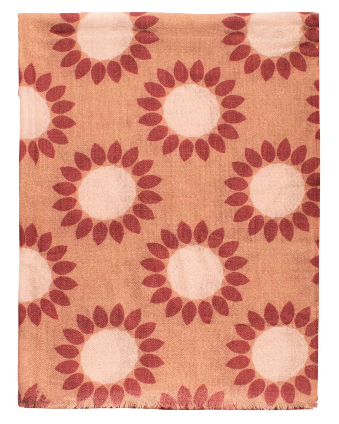 Sciarpa Pashmina di Cashmere Marrone Chiaro Vintage Fantasia Rosa Rosso Mattone SC41 Graffeo Cravatte Made in Italy Intera