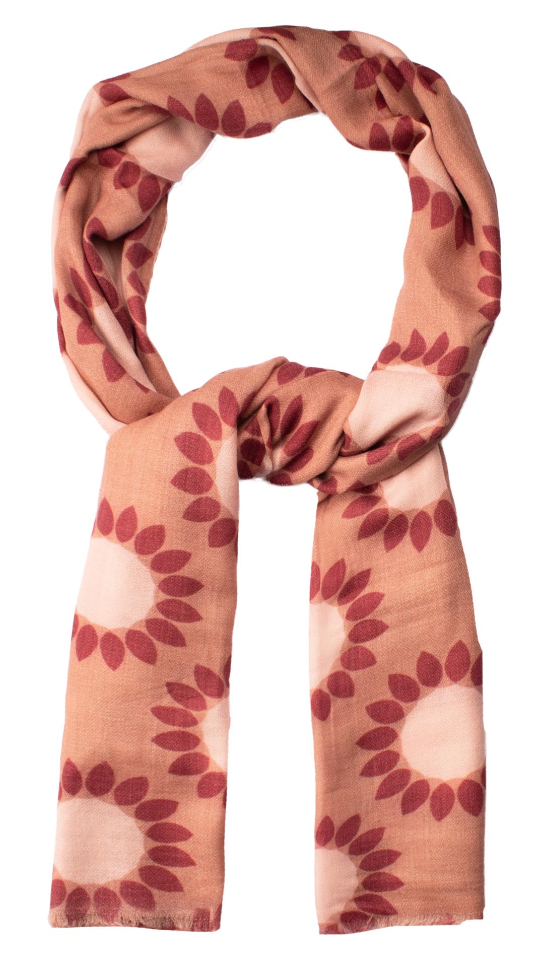 Sciarpa Pashmina di Cashmere Rosa Salmone Vintage Fantasia Rosa Rosso Mattone SC41 Graffeo Cravatte Made in Italy Anello