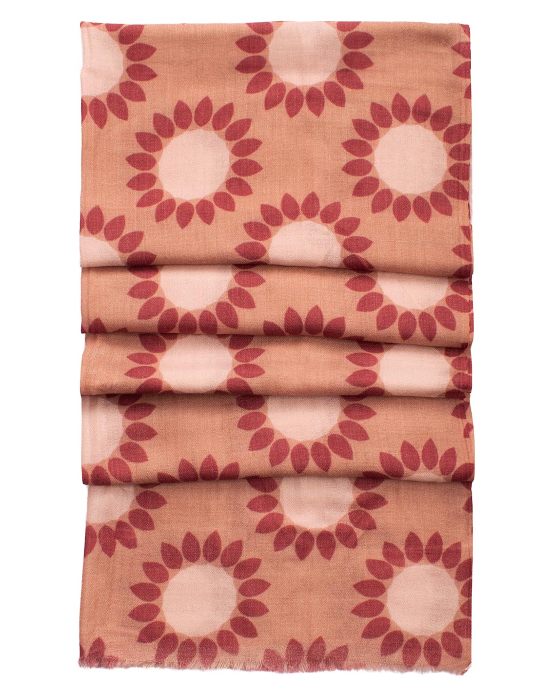 Sciarpa Pashmina di Cashmere Rosa Salmone Vintage Fantasia Rosa Rosso Mattone SC41 Graffeo Cravatte Made in Italy Dettaglio