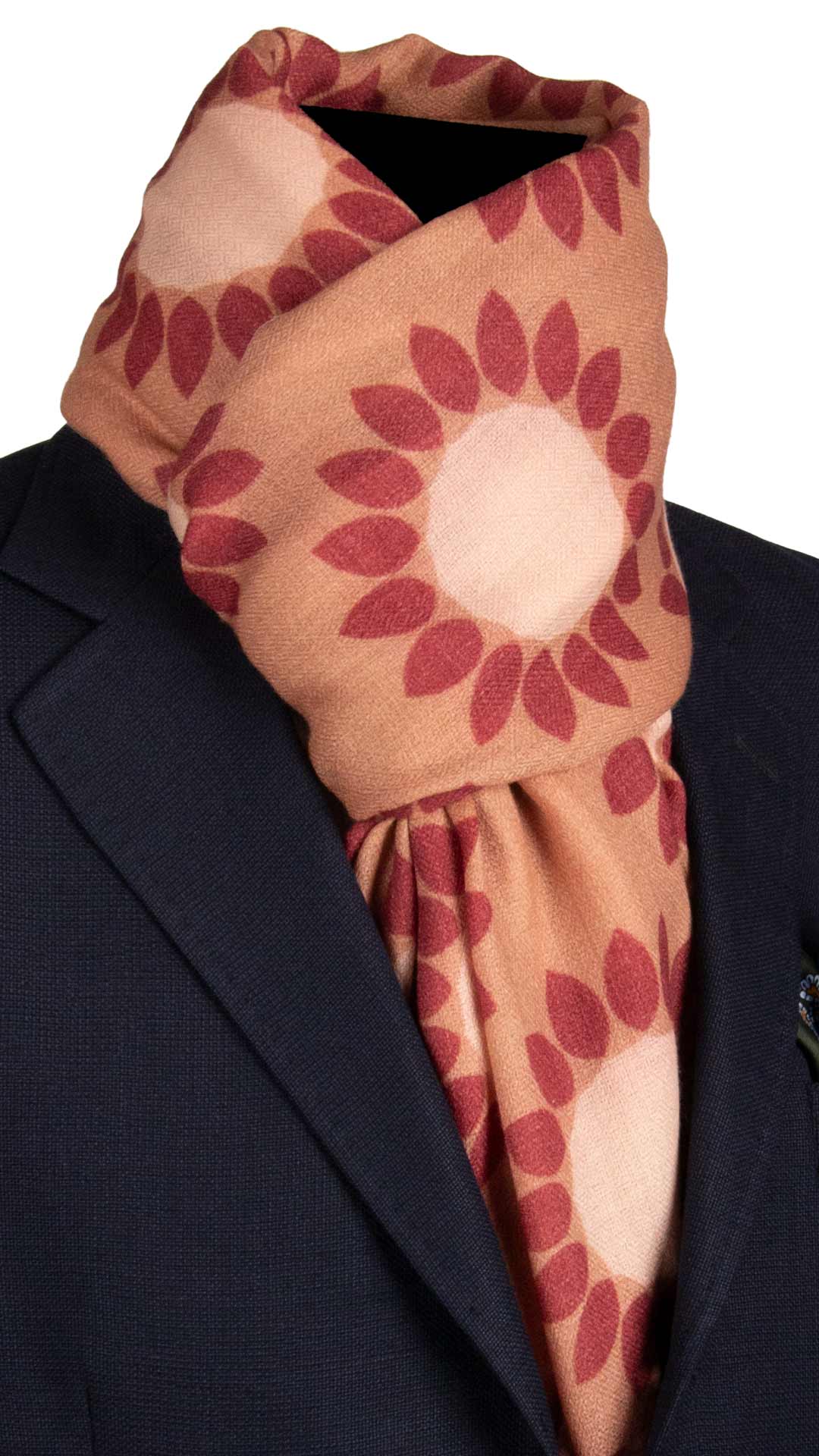 Sciarpa Pashmina di Cashmere Rosa Salmone Vintage Fantasia Rosa Rosso Mattone SC41 Graffeo Cravatte Made in Italy