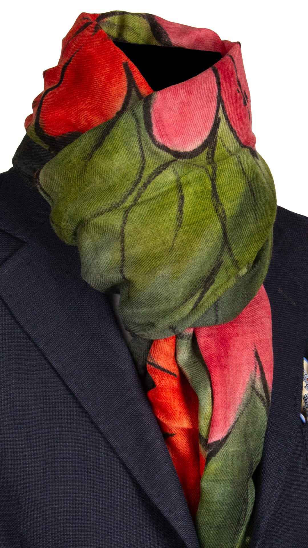 Sciarpa-Pashmina-di-Cashmere-Verde-Fantasia-Rosa-Arancione-Nera- SC22