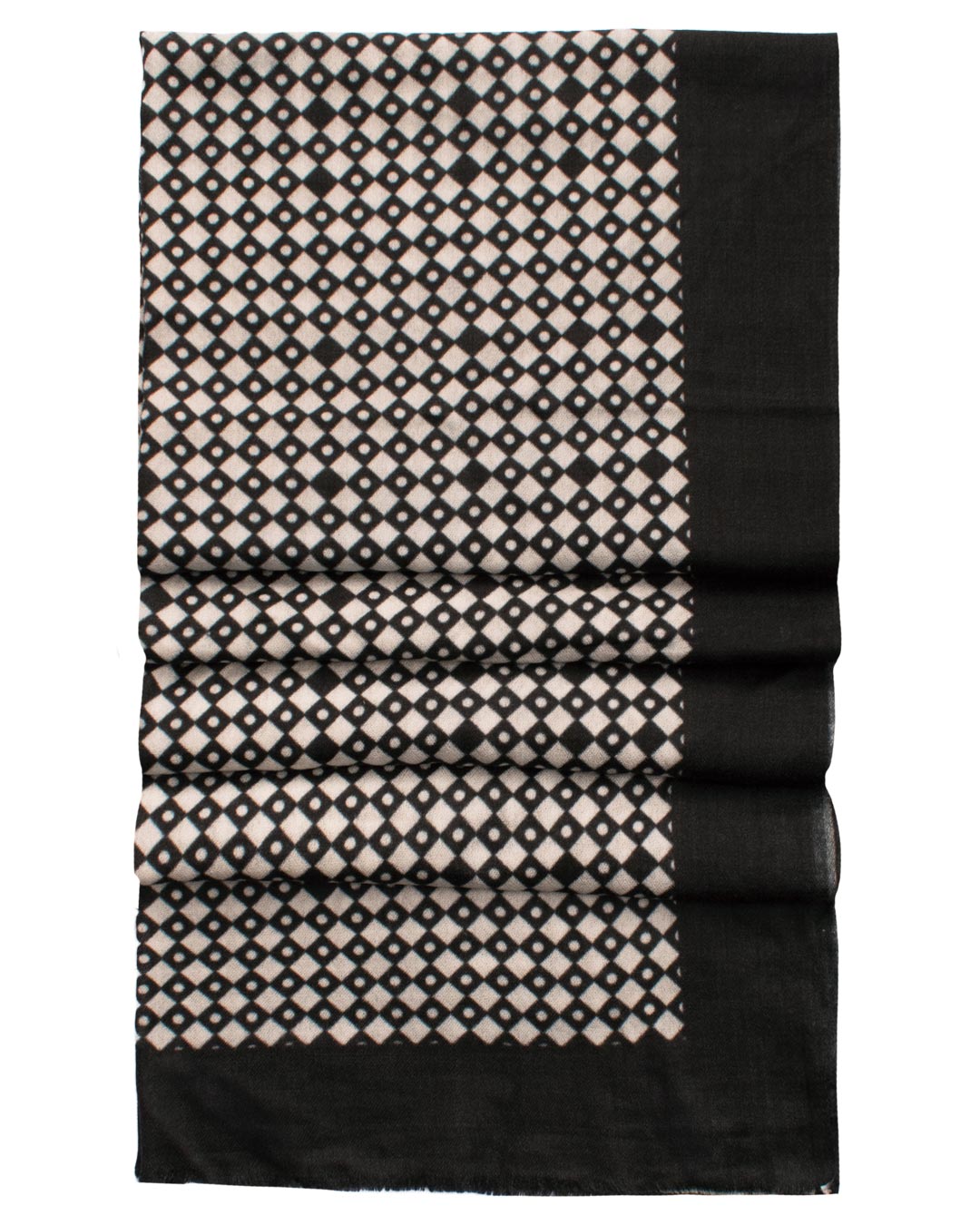 Sciarpa Pashmina di Cashmere Vintage Fantasia Nera Bianca SC38 Graffeo Cravatte Made in Italy Dettaglio