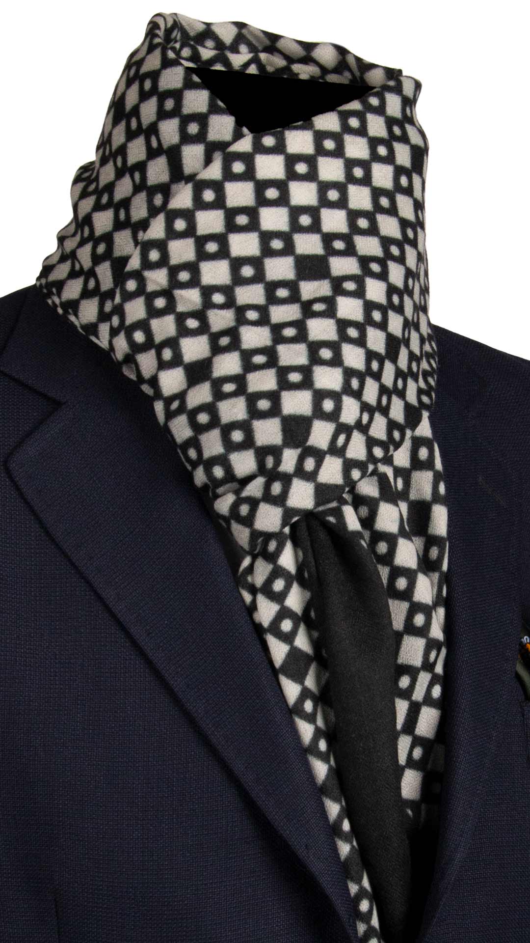 Sciarpa Pashmina di Cashmere Vintage Fantasia Nera Bianca SC38 Graffeo Cravatte Made in Italy